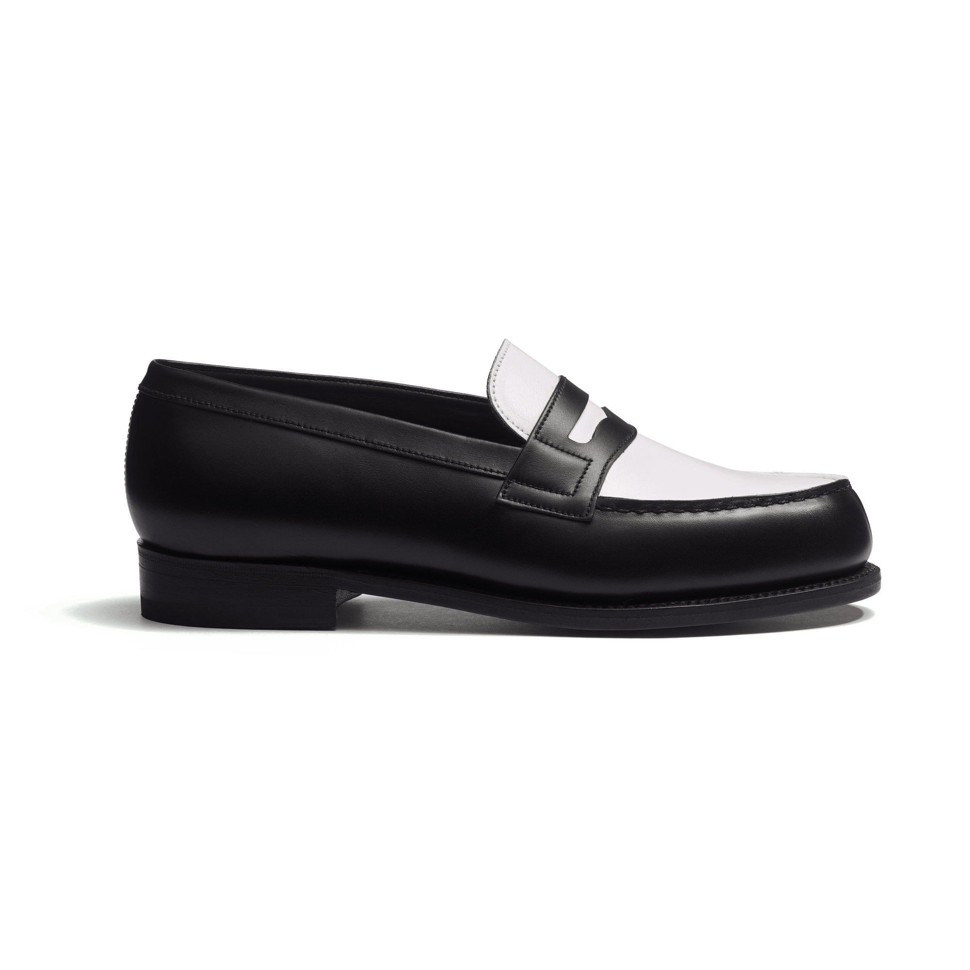 180 Loafer[Women Black boxcalf & white supple calfskin]