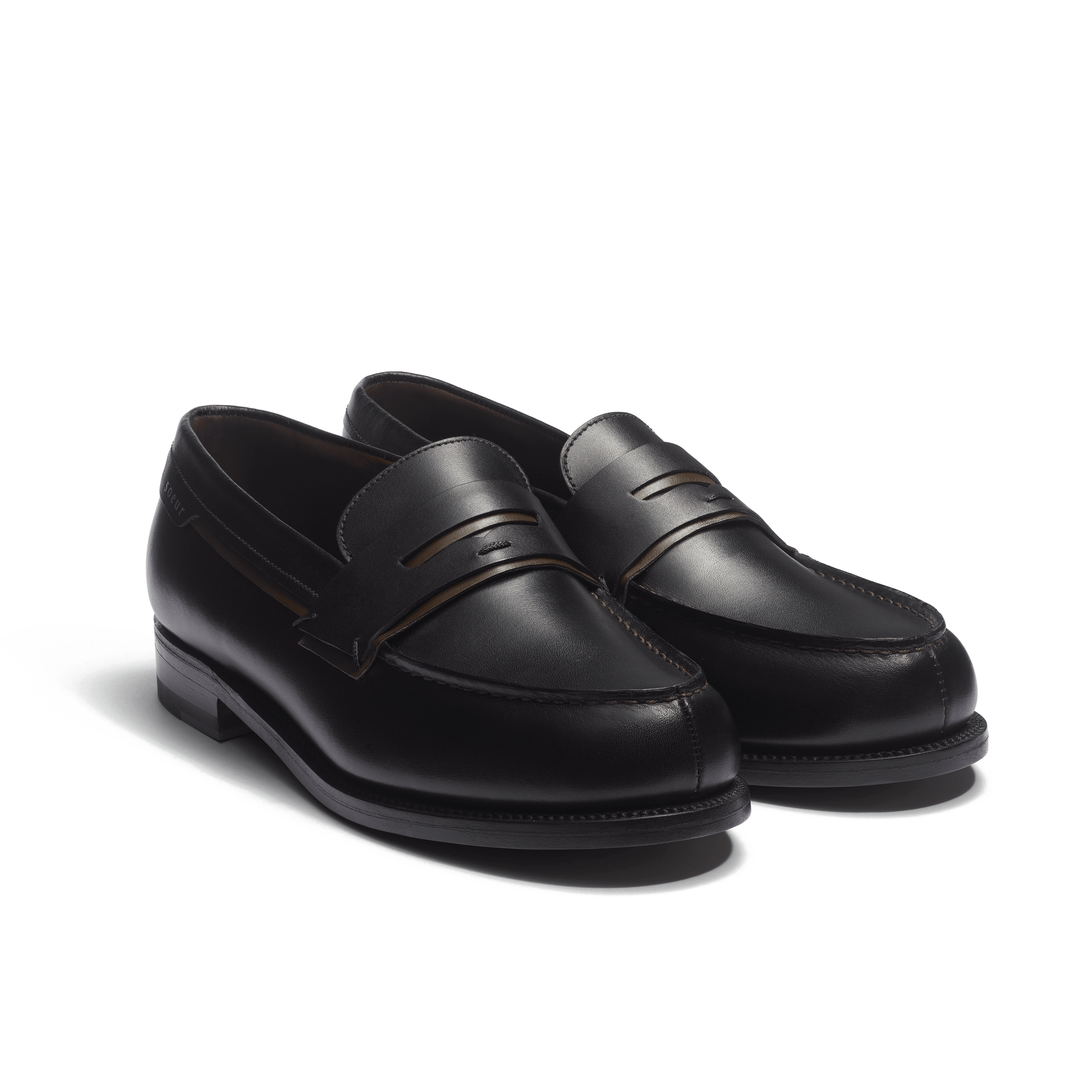 Women's Black boxcalf and Terre d'ombre boxcalf 180 Loafer – J.M. Women's Black boxcalf and Terre d'ombre boxcalf 180 Loafer – J.M.
