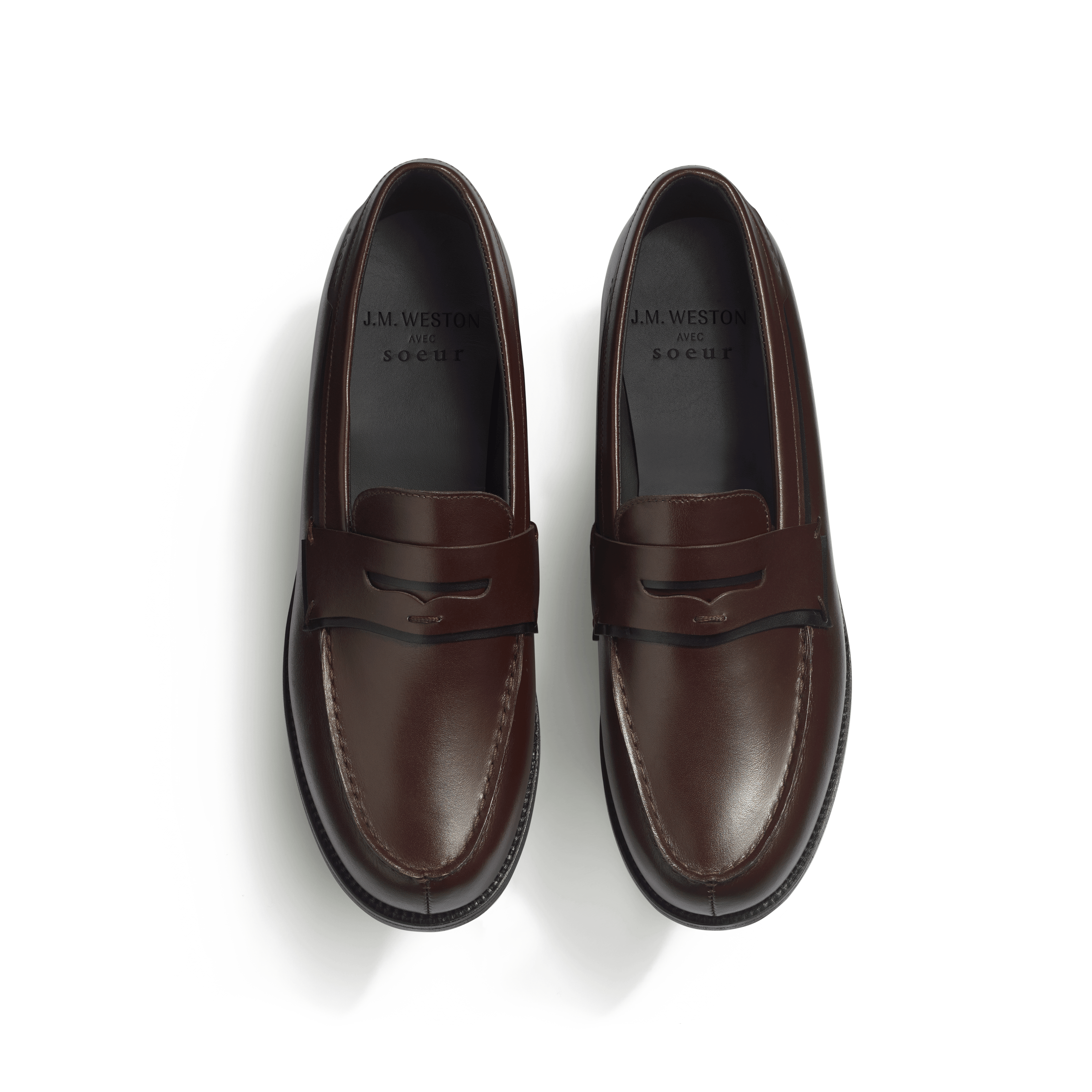 Mocassin 180 femme en cuir veau box meleze et veau box noir J.M. Weston