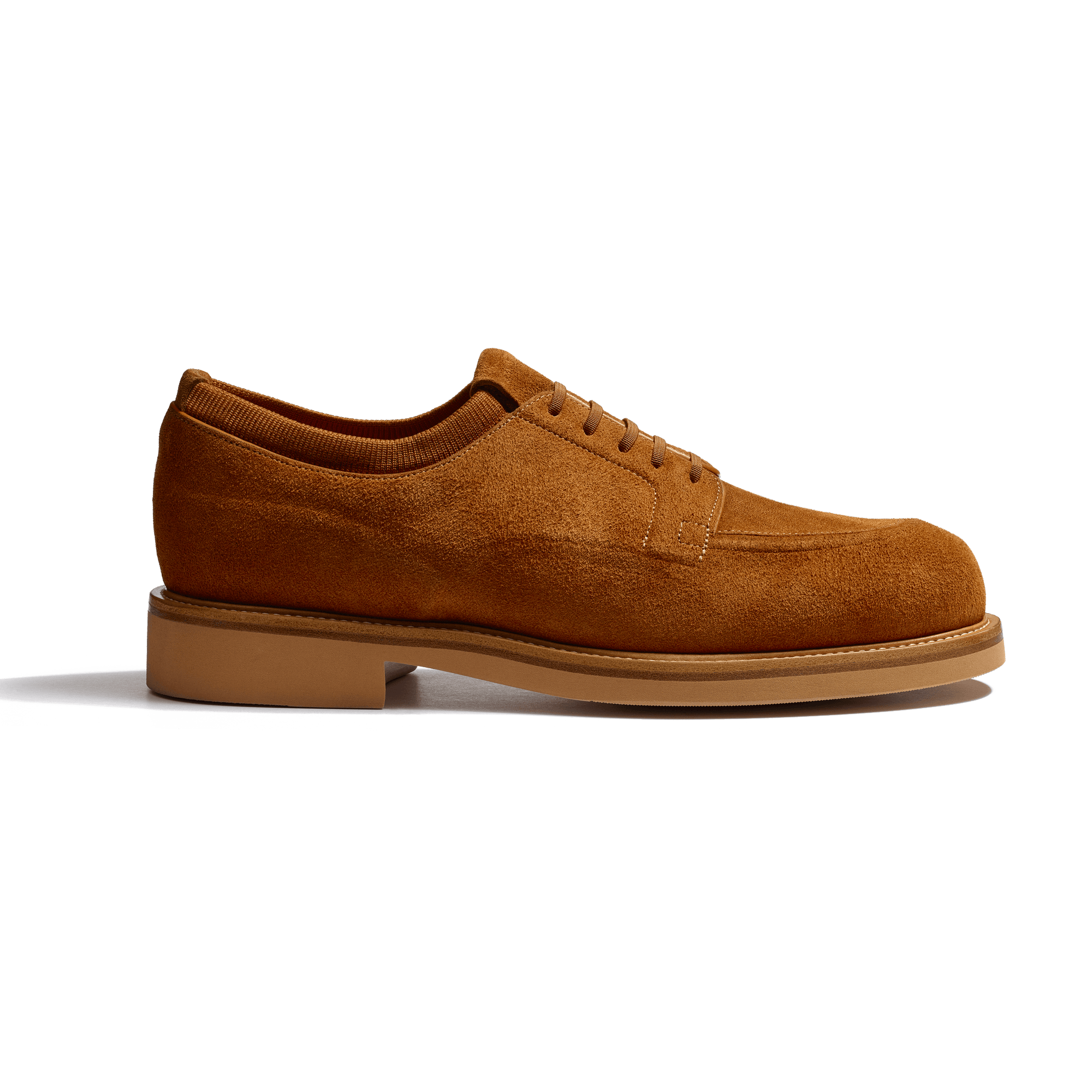 Derby Empreinte [homme cuir velours Beachnut & col en maille beachnut]