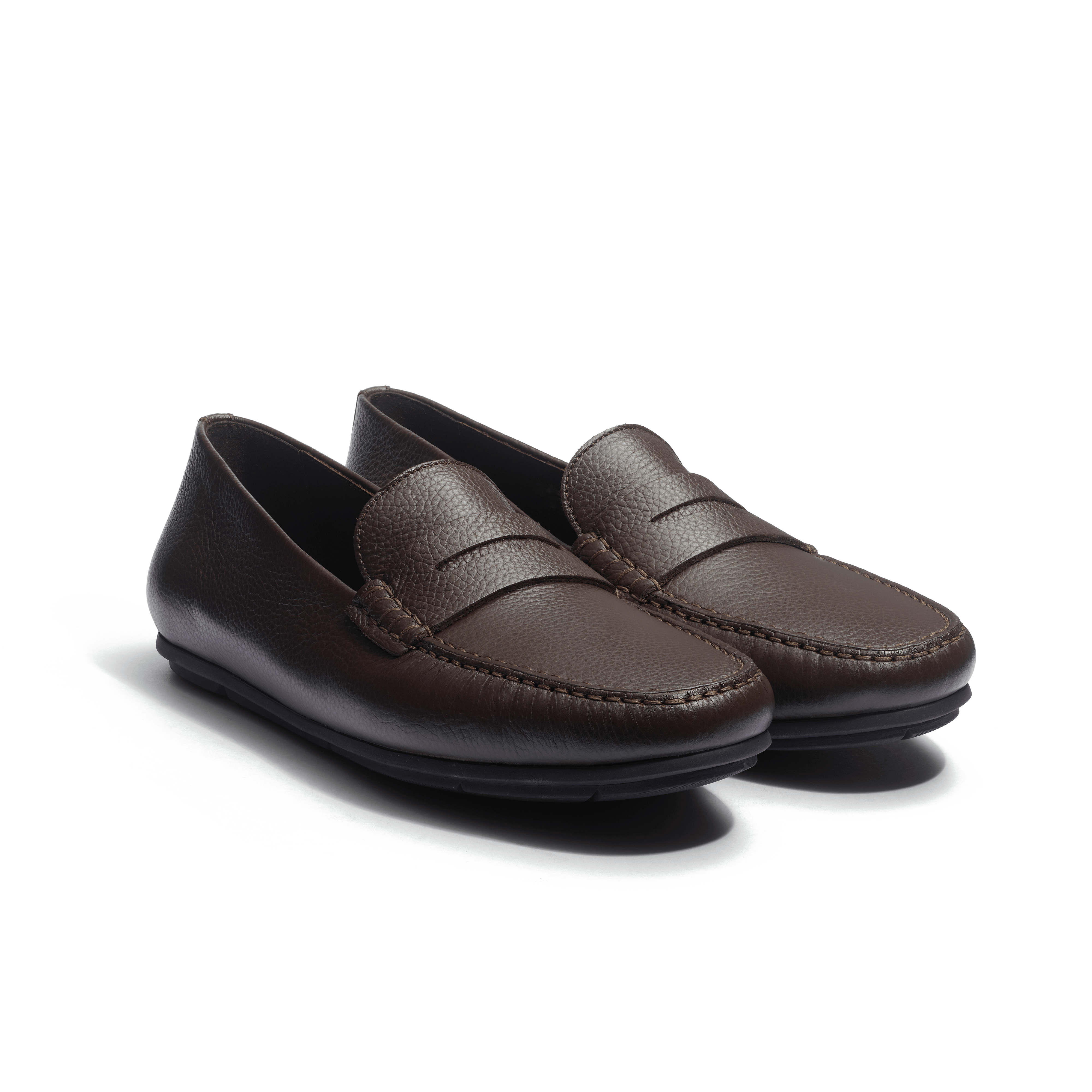 Car Shoe Warning men dark brown grained calfskin J.M. Weston