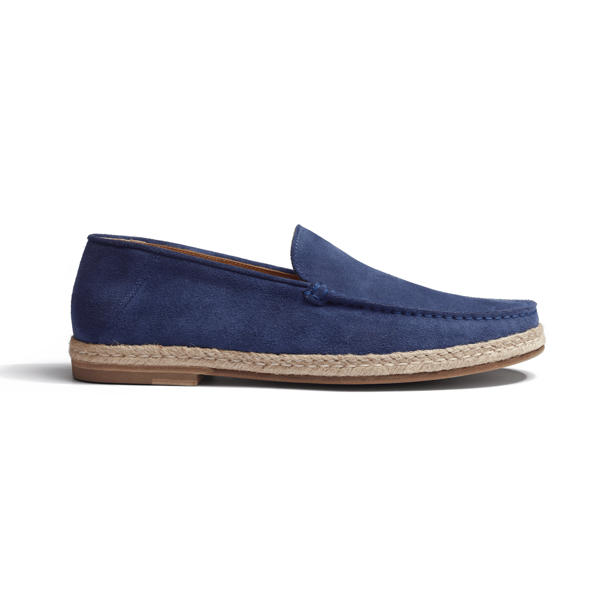 Mocassin Espadrille Uzès [homme cuir veau velours bleu de Limoges]