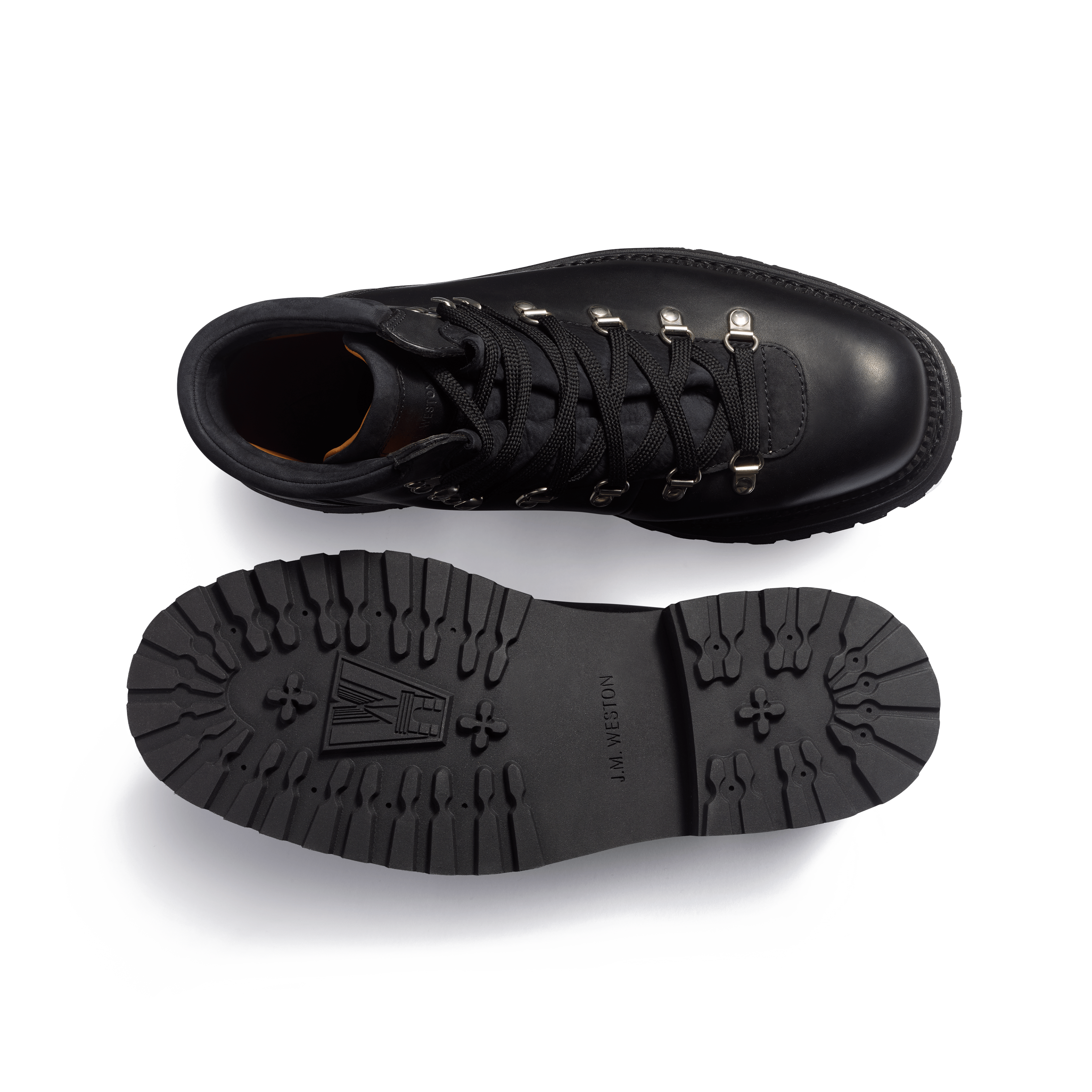 Men's Black wax calfskin & black nubuck GRW Hiking Boots | J.M. Weston Men's Black wax calfskin & black nubuck GRW Hiking Boots | J.M. Weston
