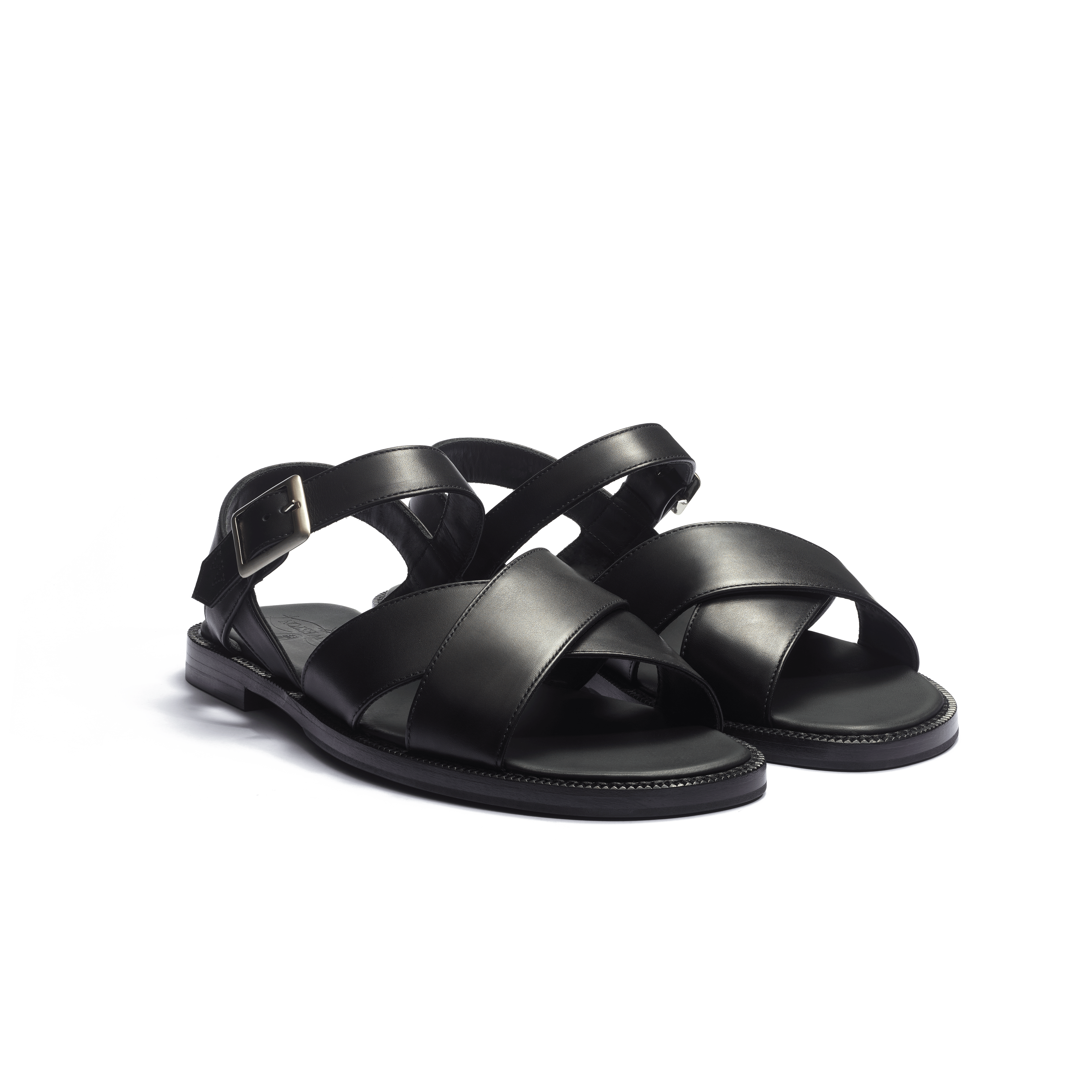 Sandale Double V Homme En Cuir Lisse Noir J M Weston sandale-double-v-homme-en-cuir-lisse-noir-j-m-weston