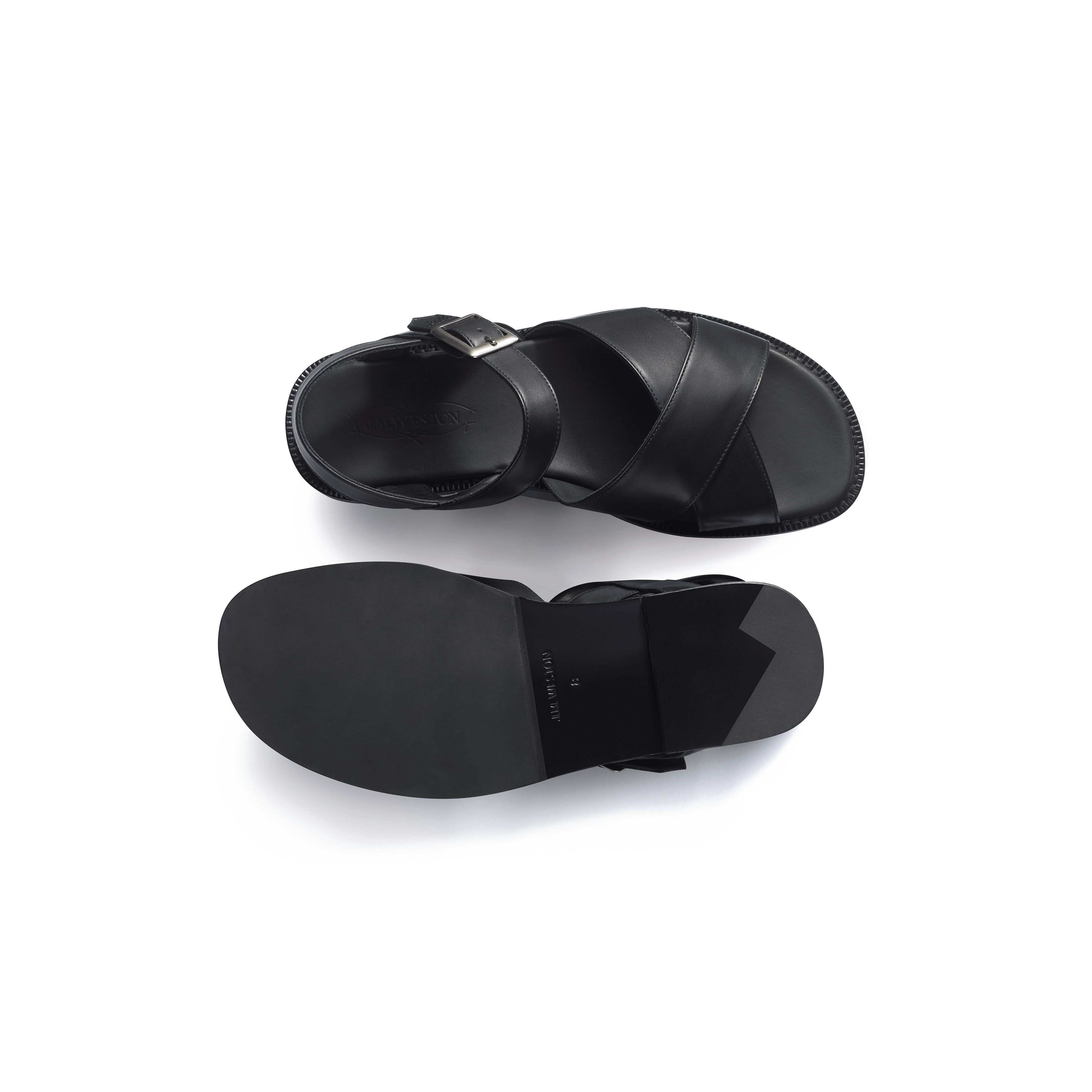 Sandale Double V Homme En Cuir Lisse Noir J M Weston sandale-double-v-homme-en-cuir-lisse-noir-j-m-weston