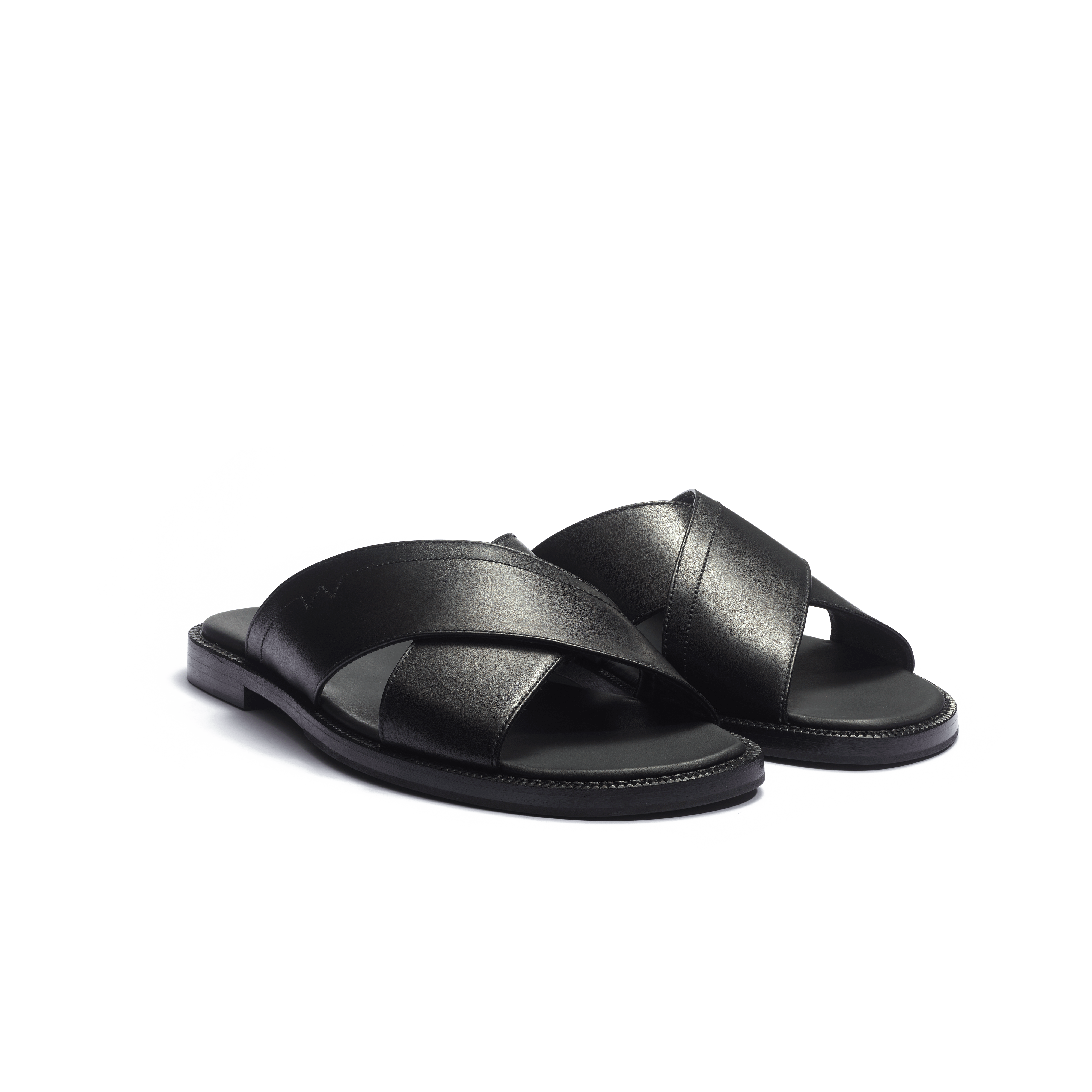 Men's Black soft calfskin Crossed Mule Double V | J.M. Weston Men's Black soft calfskin Crossed Mule Double V | J.M. Weston