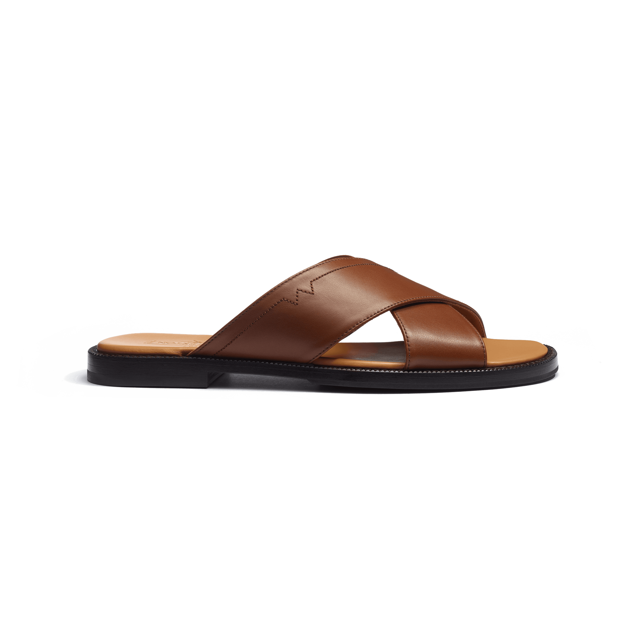 Mule Croisée Double V [homme cuir veau lisse bergeronnette]
