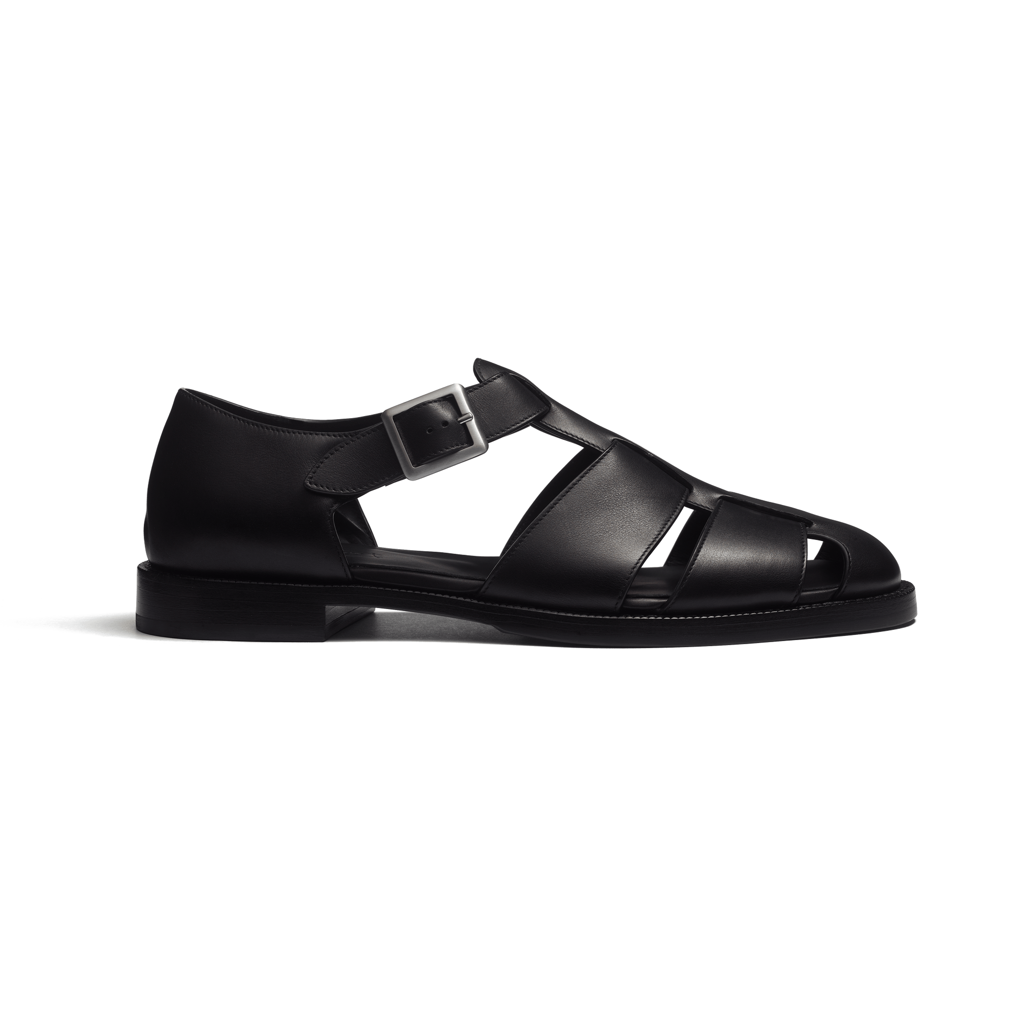 Sandale Fisherman [cuir veau lisse noir]