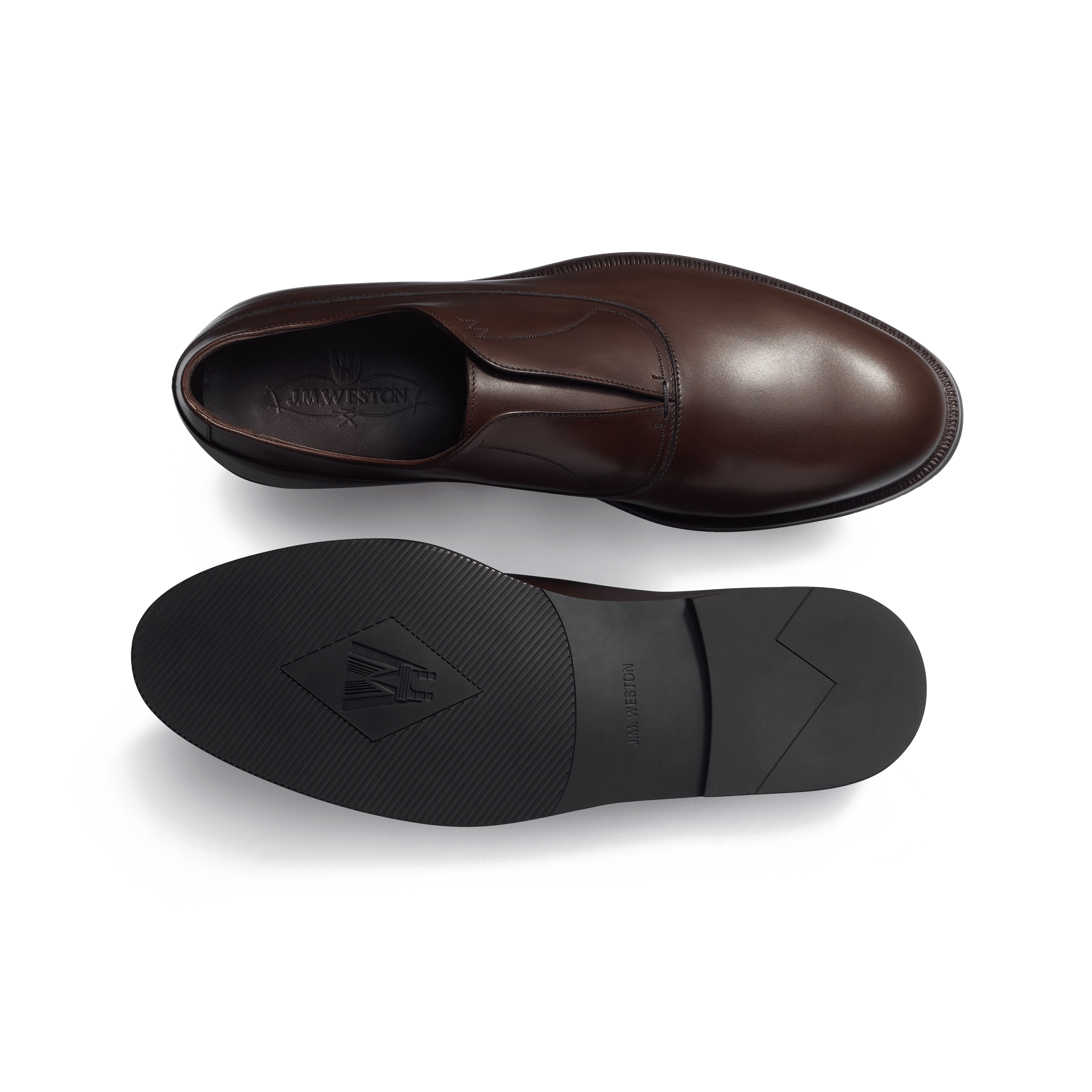 Men's Dark Brown soft calfskin Iena Slip-On Oxford | J.M. Weston Men's Dark Brown soft calfskin Iena Slip-On Oxford | J.M. Weston