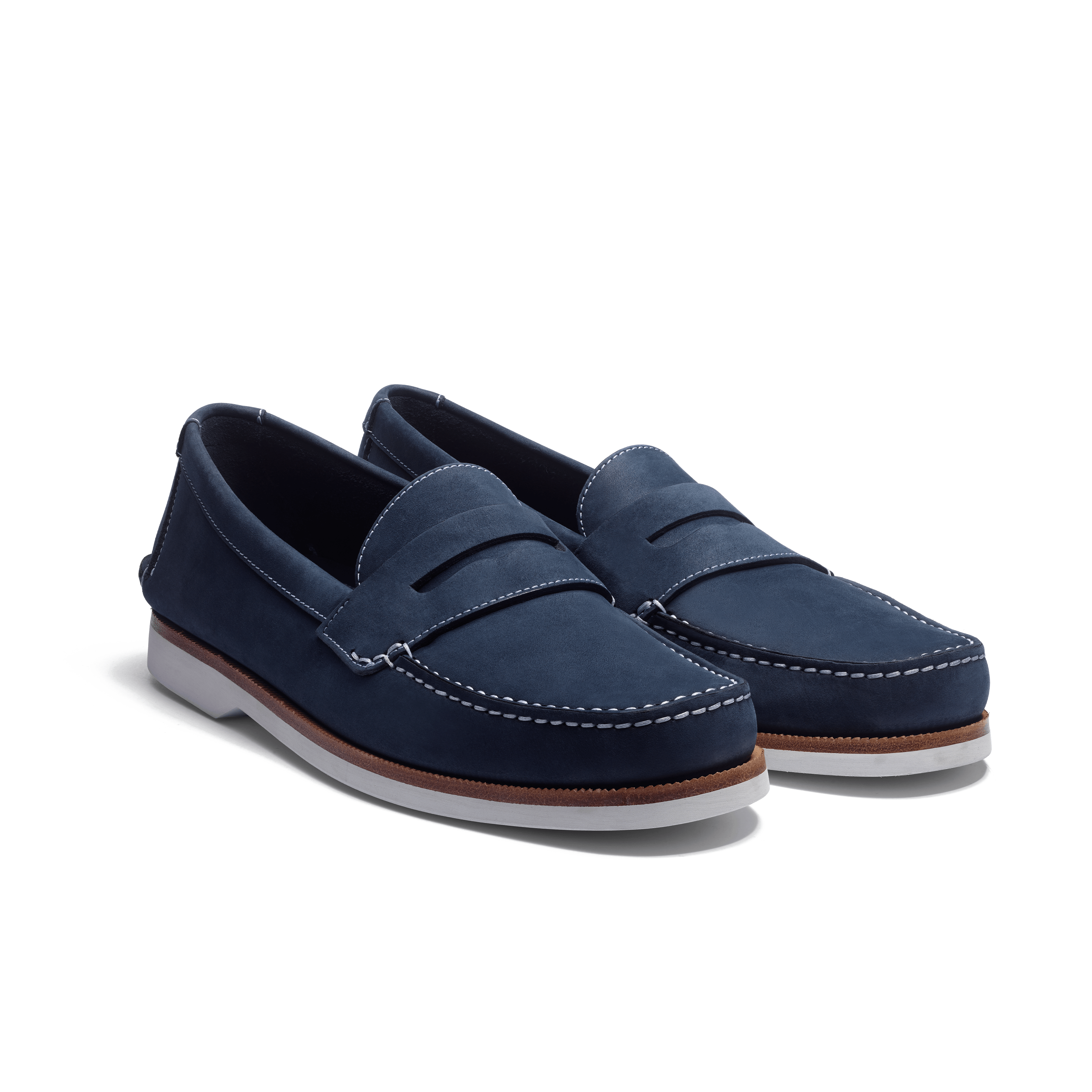 Men's Blue waterresistant nubuck DoubleVent Loafer | J.M. Weston Men's Blue waterresistant nubuck DoubleVent Loafer | J.M. Weston
