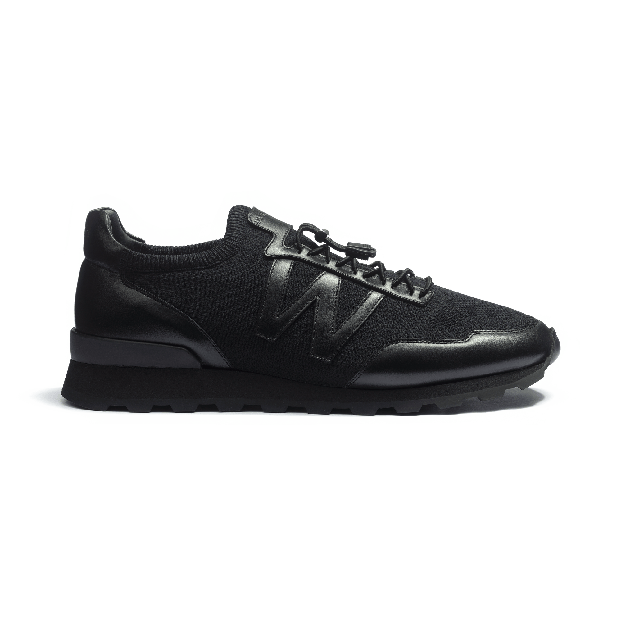 Basket On My Way Knit [maille nylon noire et cuir veau sport noir]