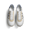On My Way Sneaker [White soft calfskin with beige and blue details]