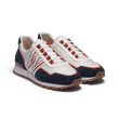 On My Way Ghillies Roland-Garros Sneaker [White nylon canvas & navy suede calfskin with clay orange sport calfskin details]