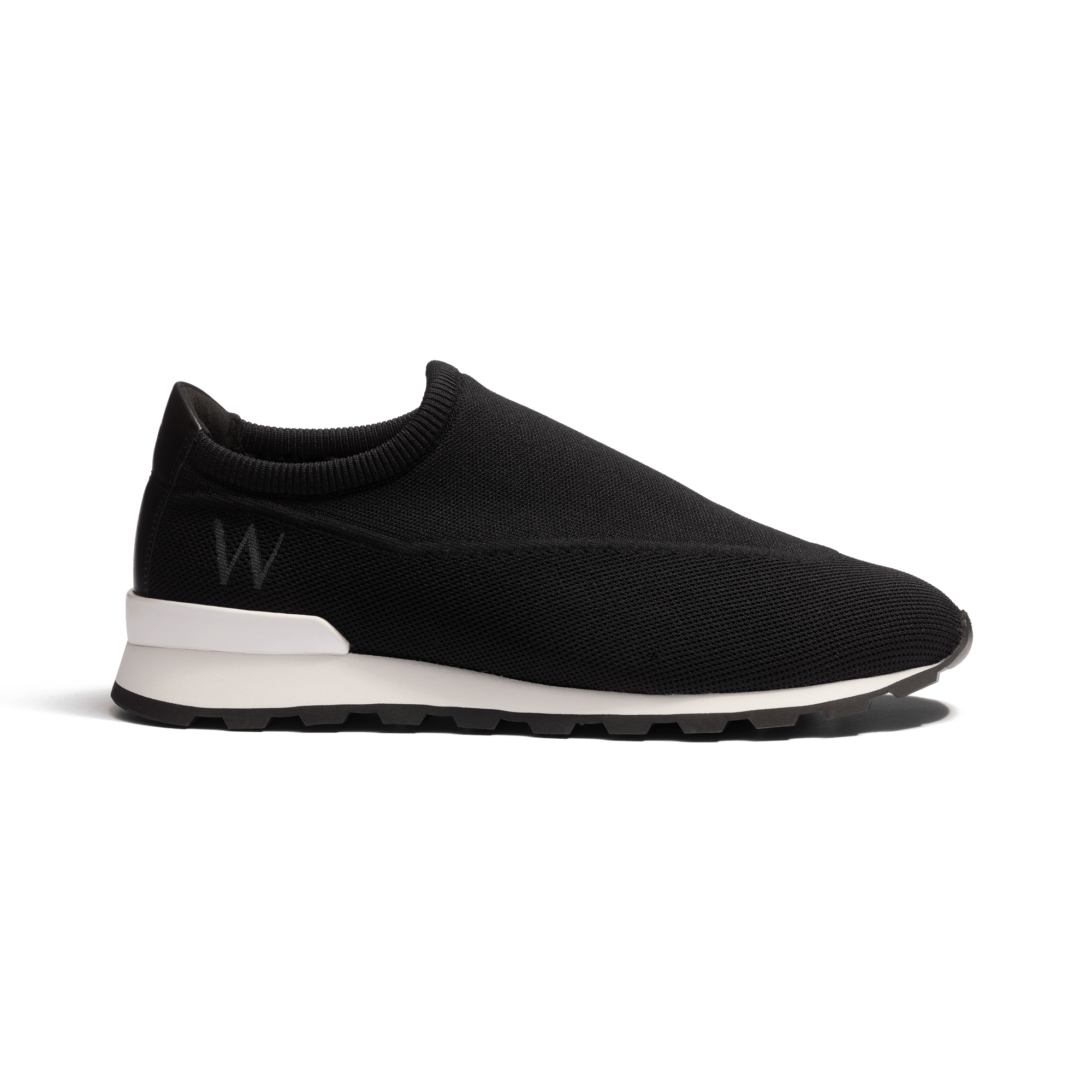 On My Way Full Knit Sneaker [Men Black knit canvas with black sport calfskin and grey knit for the W details]