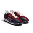 Basket On My Way [cuir veau sport marine et blanc et cuir velours burgundy]