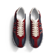 Basket On My Way [cuir veau sport marine et blanc et cuir velours burgundy]