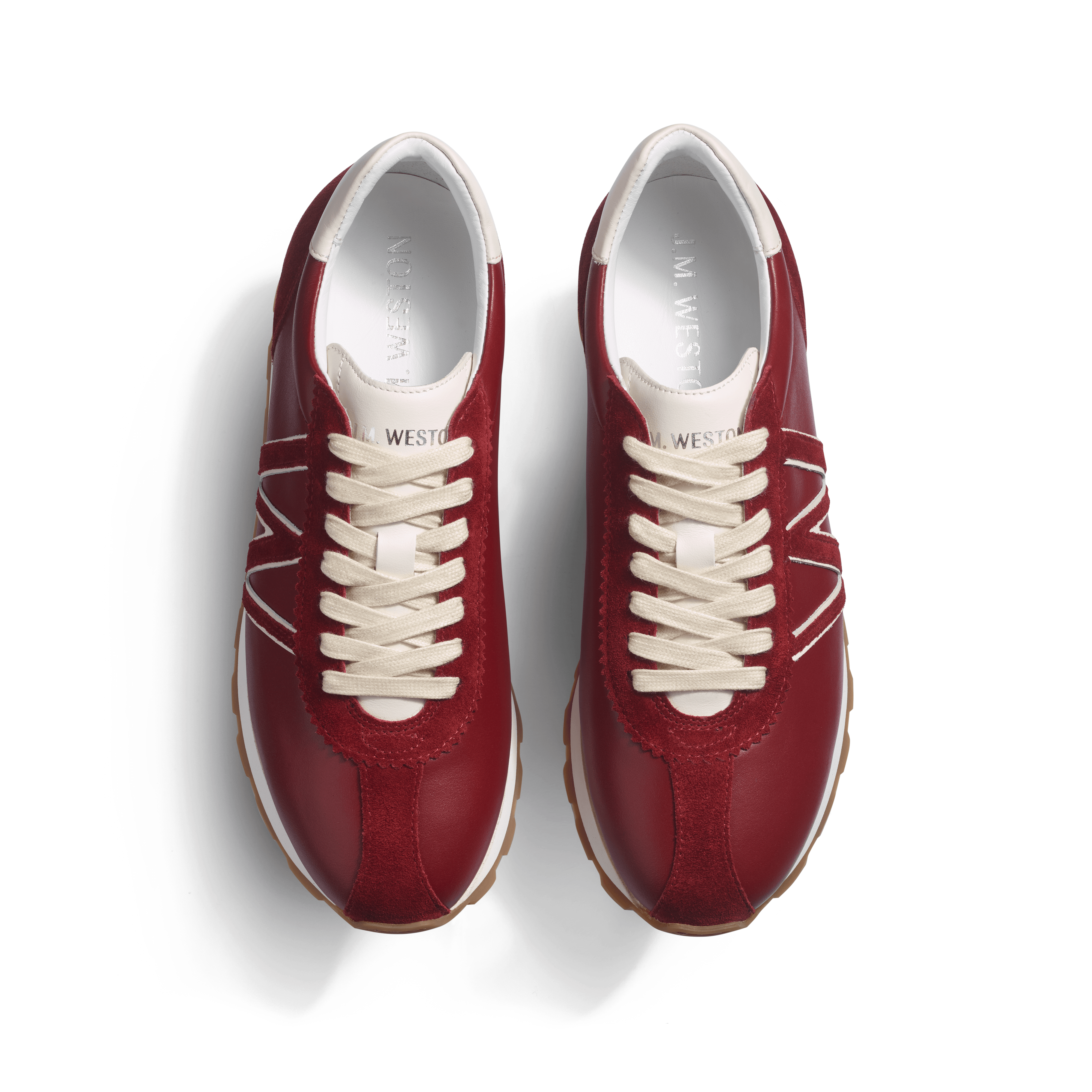 Women's Burgundy & white sport calfskin, burgundy suede calfskin Women's Burgundy & white sport calfskin, burgundy suede calfskin