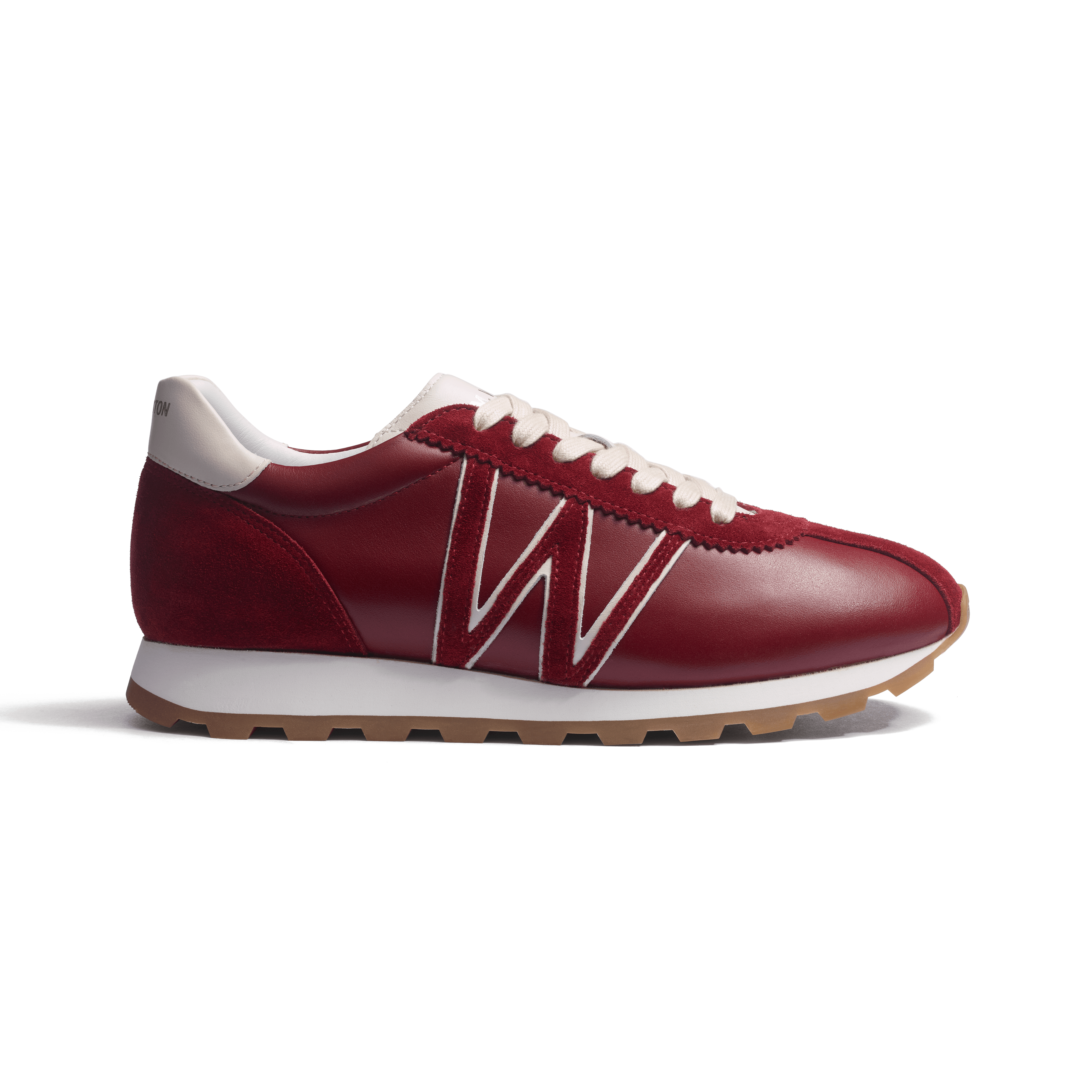 Basket On My Way en cuir veau sport bordeaux blanc cuir veau velours bordeaux J.M. Weston