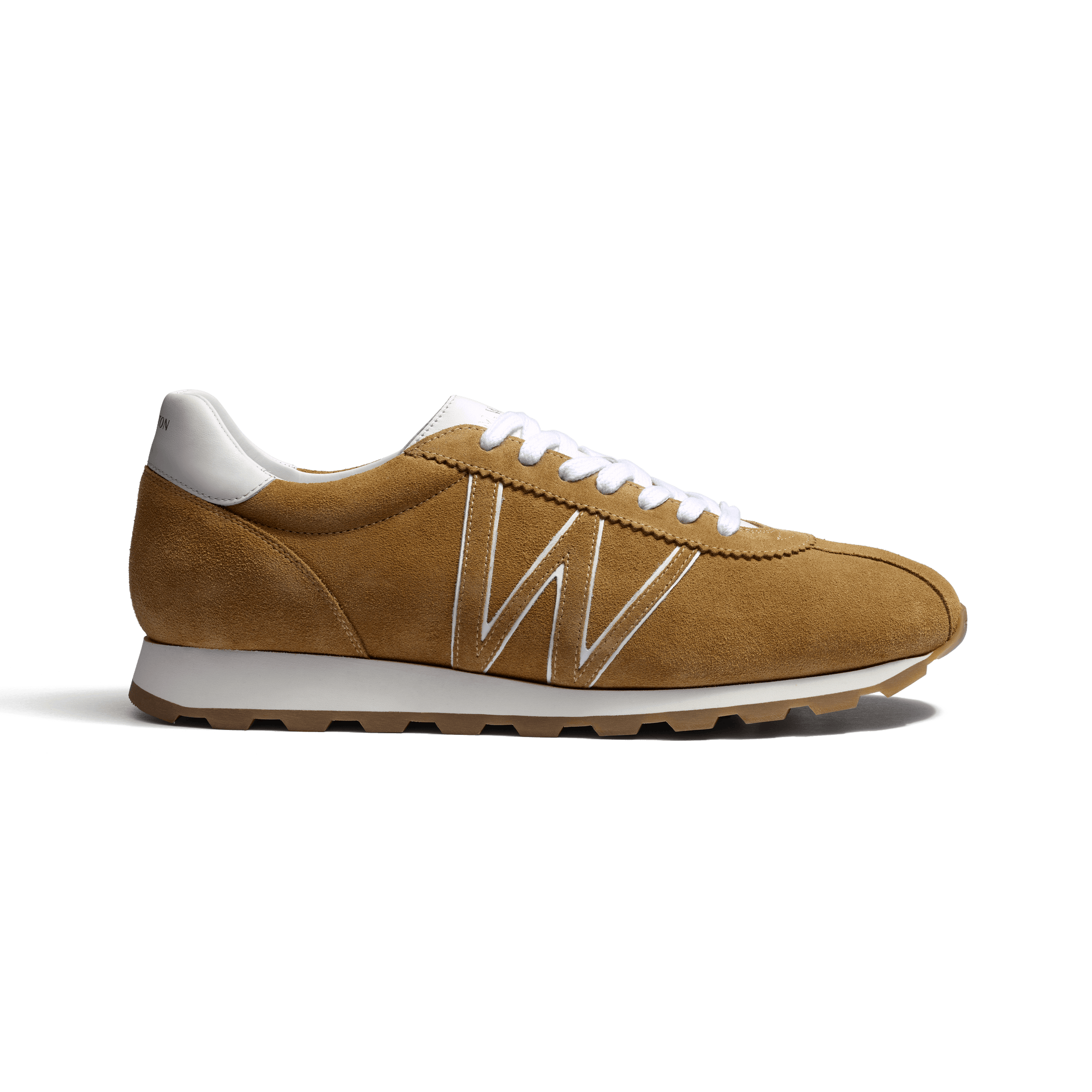 Basket On My Way [cuir veau velours sable & details cuir veau sport blanc]