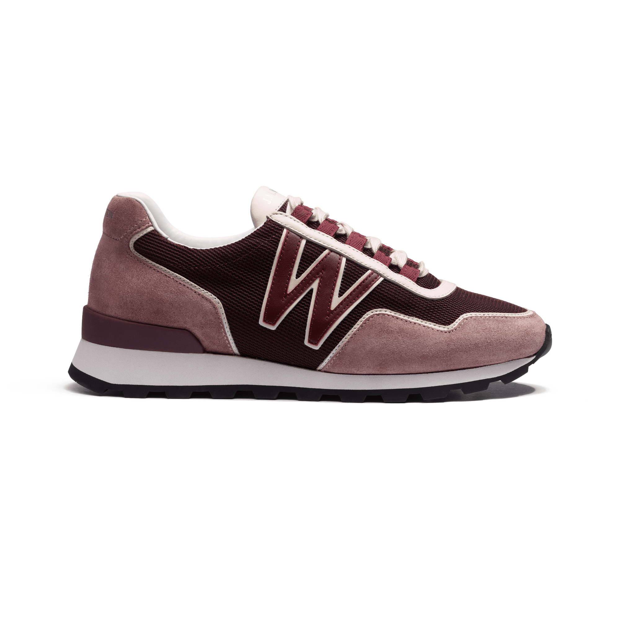 Basket On My Way Ghillies [femme maille nylon bordeaux cuir velours mauve & cuir veau sport bordeaux & blanc]