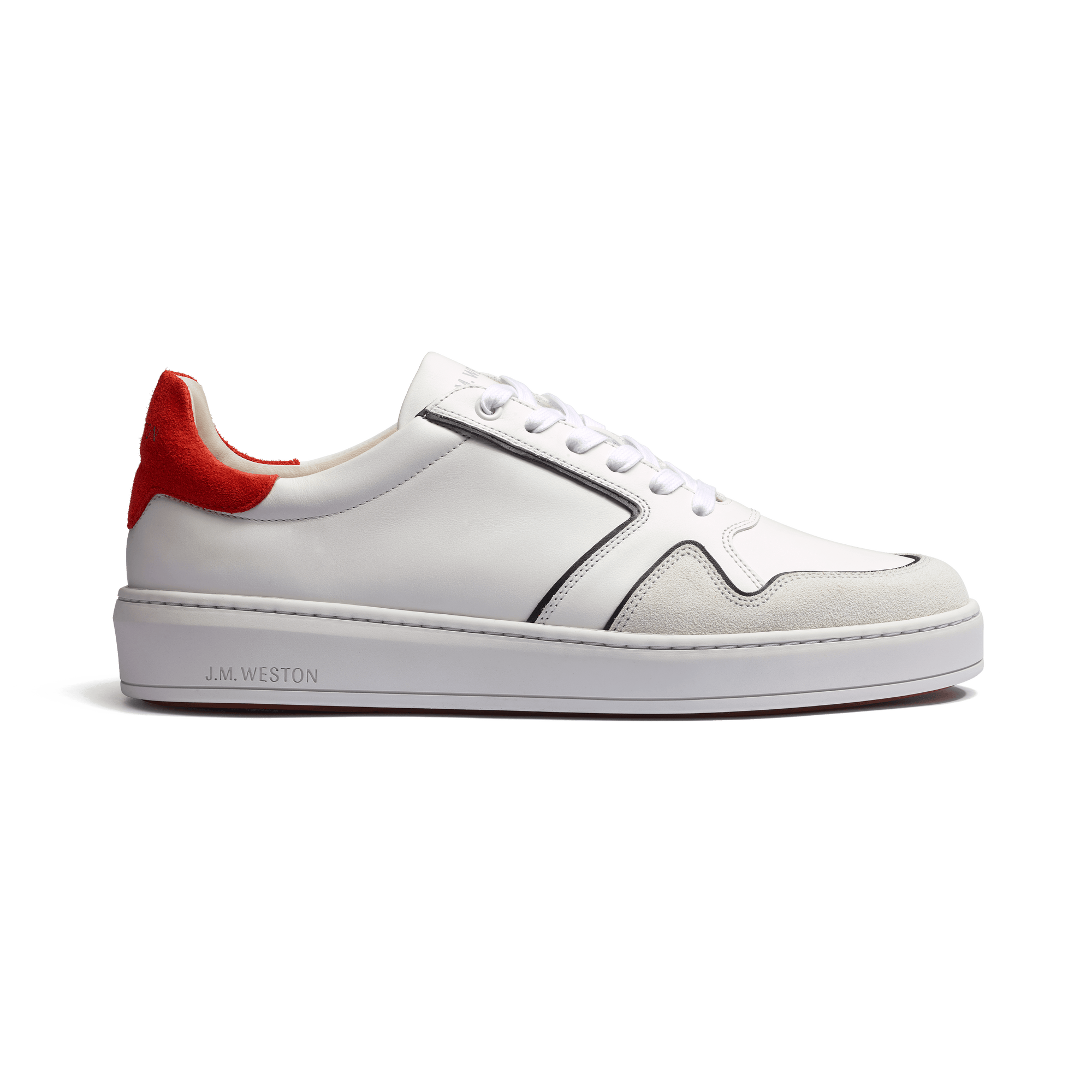 Basket On Time Oxford Roland-Garros [cuir veau lisse blanc détails marine, velours blanc et orange terre battue]