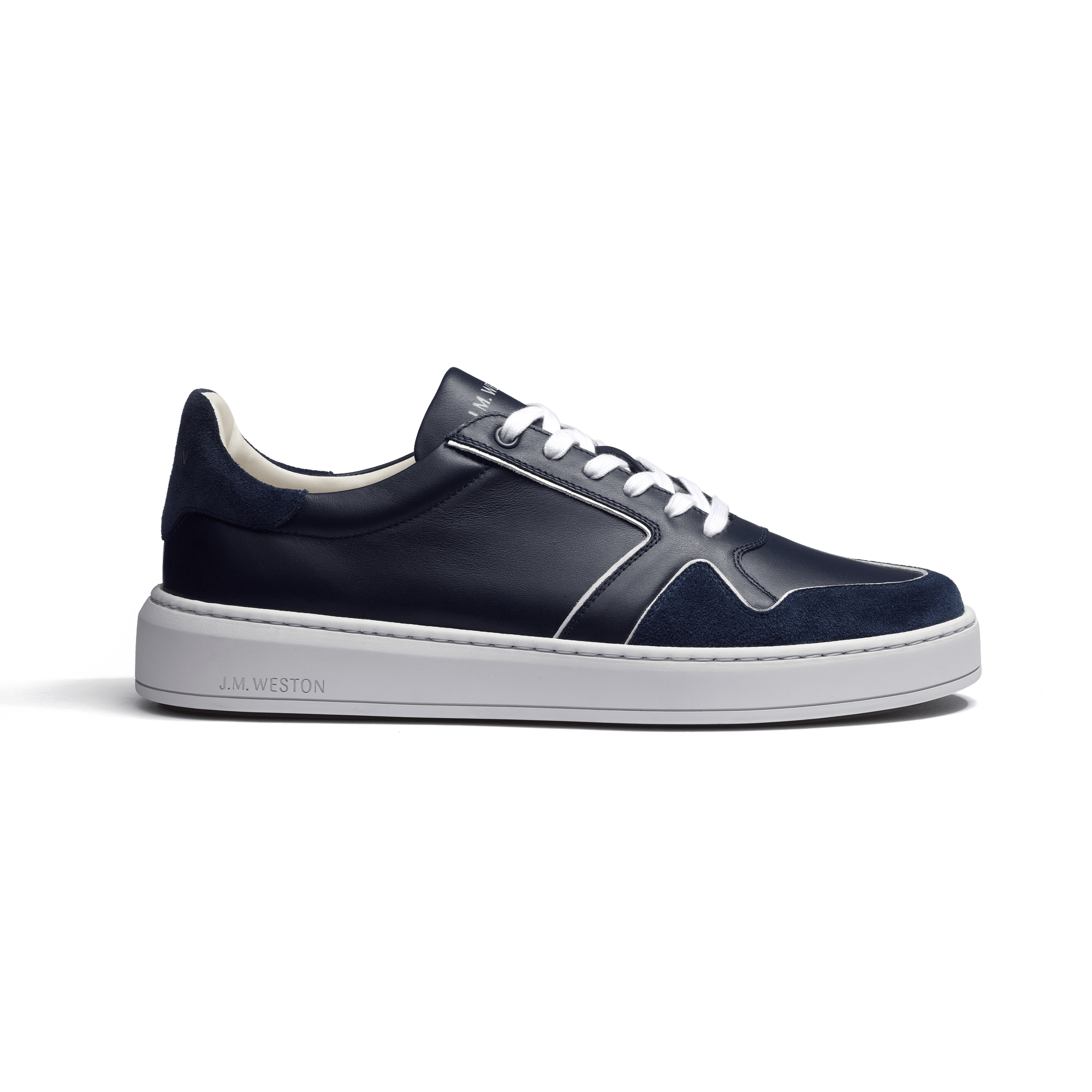 Basket On Time Oxford [cuir veau sport marine et velours marine ]