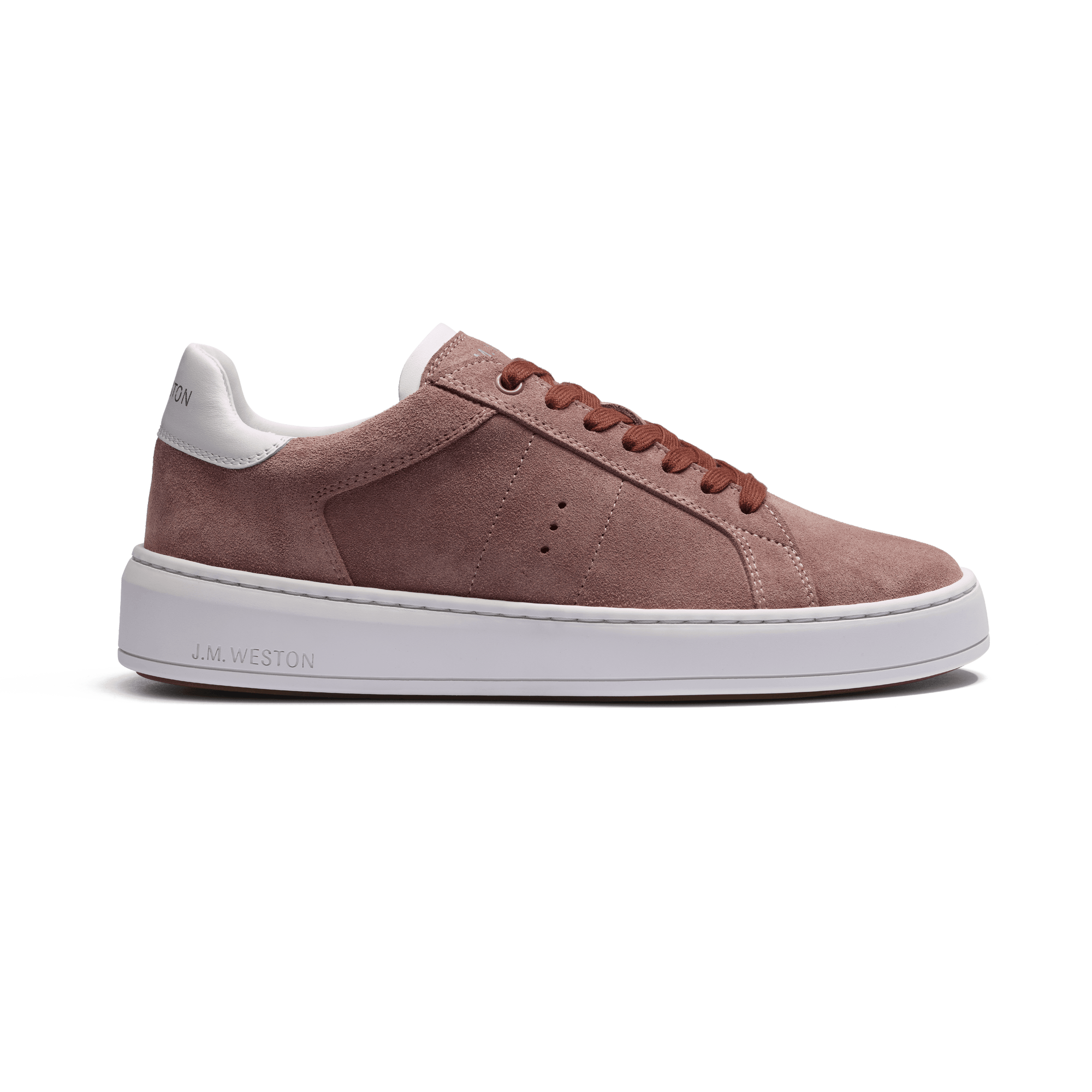 On Time Sneaker [Women mauve suede leather & white sport calfskin]