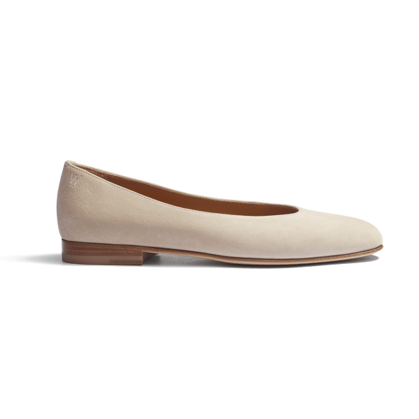 J.M. Weston Ballerine [femme cuir chèvre velours beige]