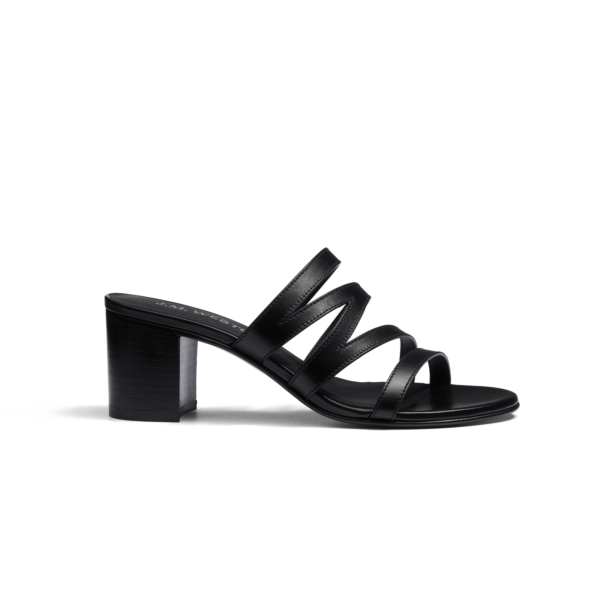 Mule à talon 5,5cm Double V [femme cuir veau lisse noir]