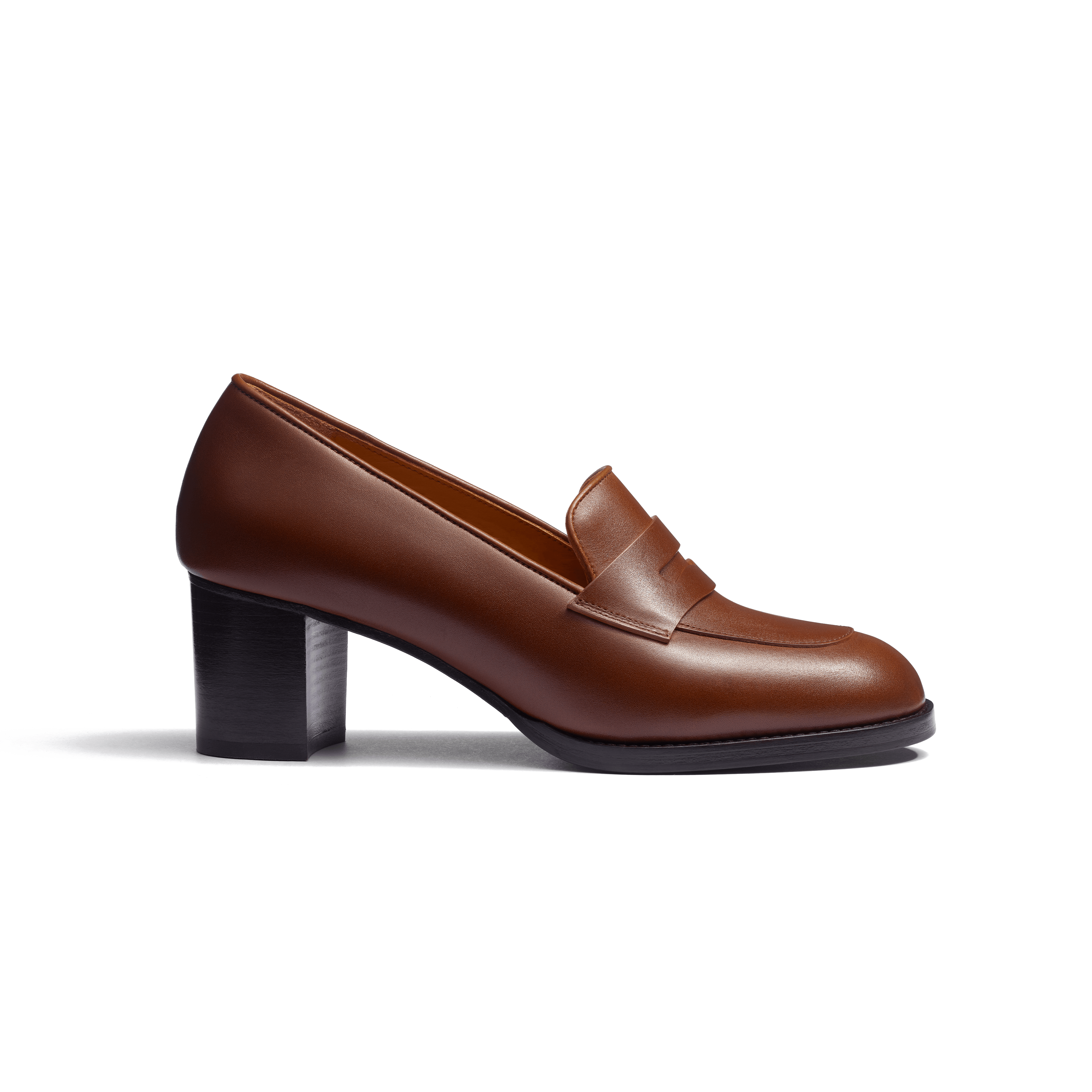 Mocassin a talon en cuir veau lisse marron bergeronnette J.M. Weston
