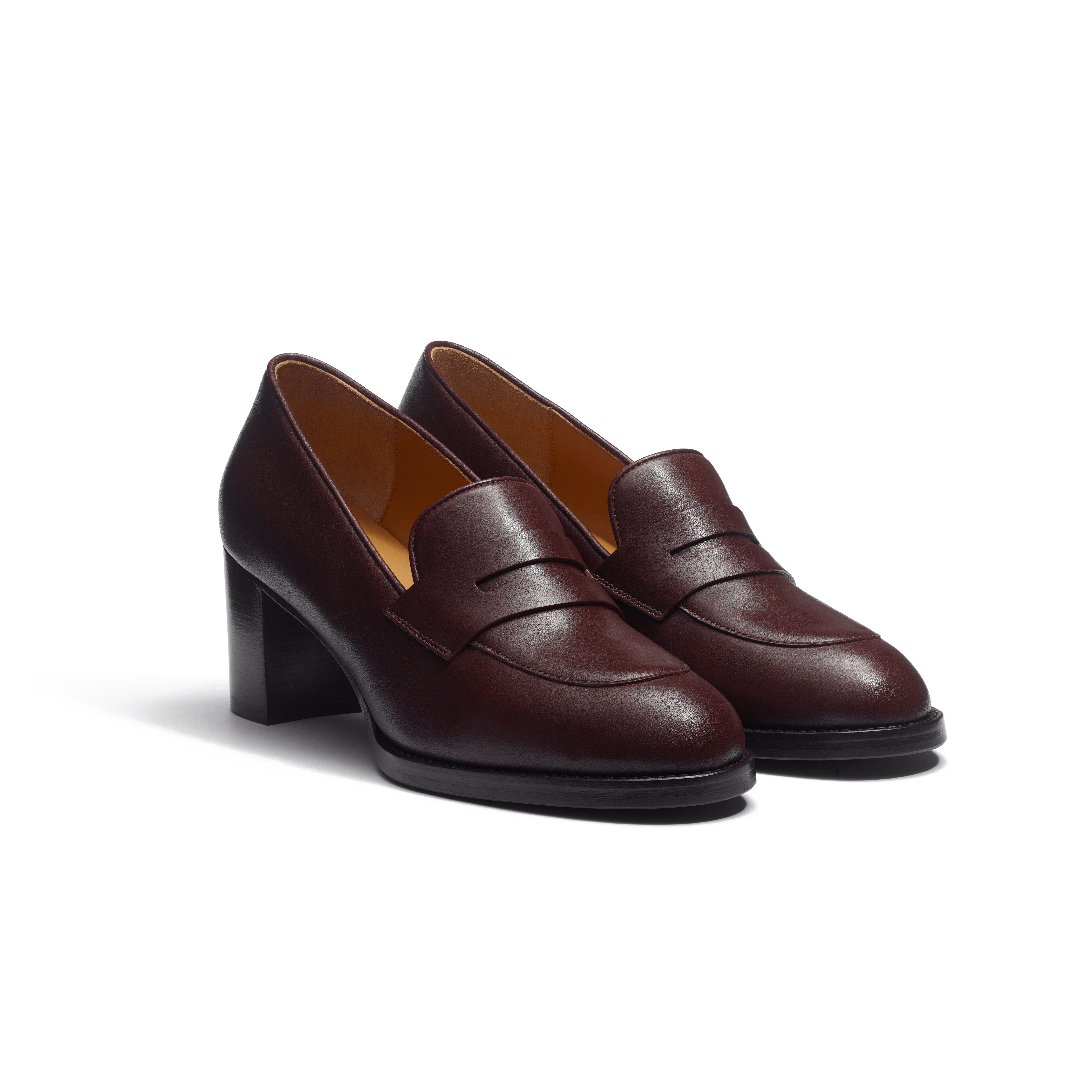 Women's Heeled Loafer in Burgundy Soft Calfskin | J.M. Weston Women's Heeled Loafer in Burgundy Soft Calfskin | J.M. Weston