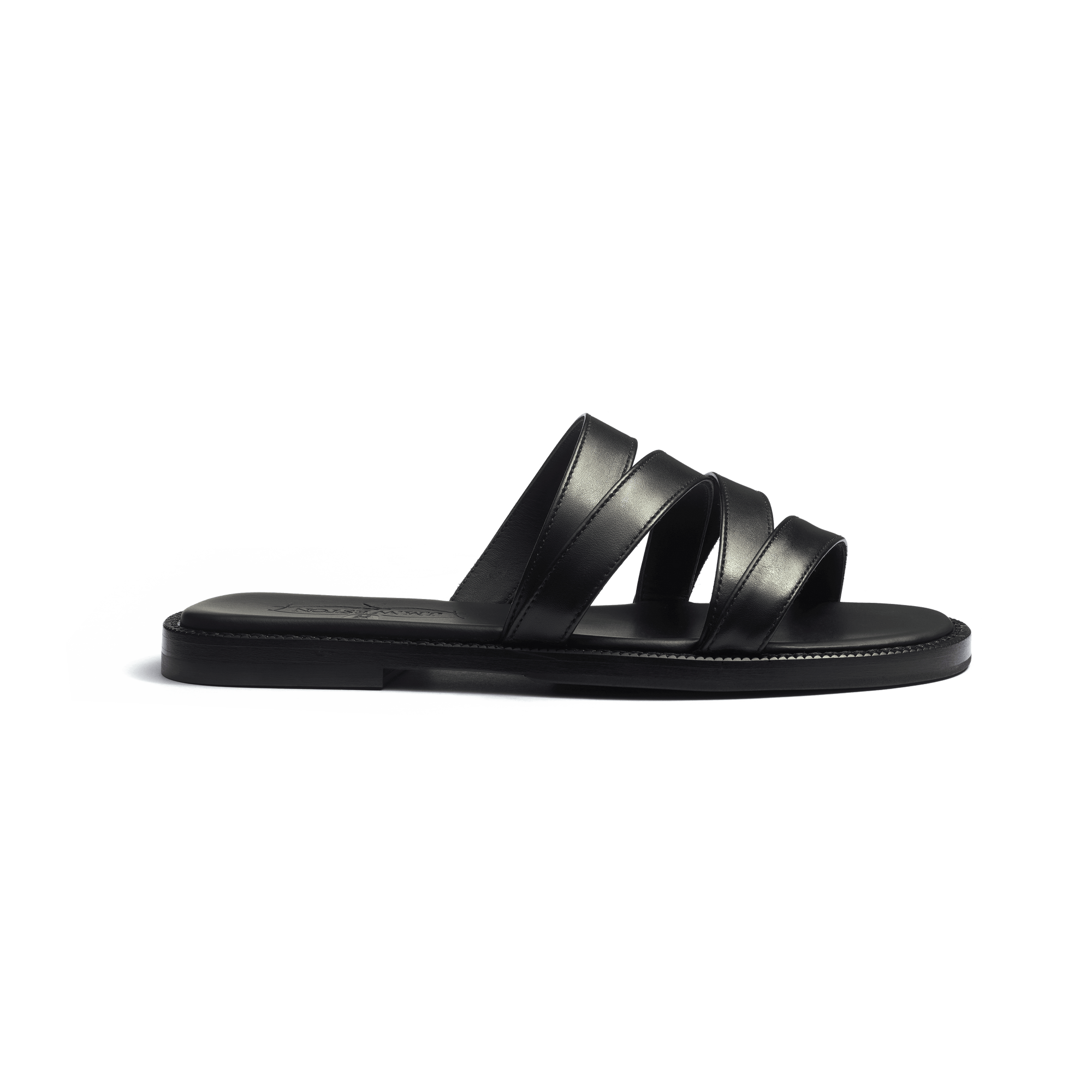 Mule Double V [femme cuir veau lisse noir]