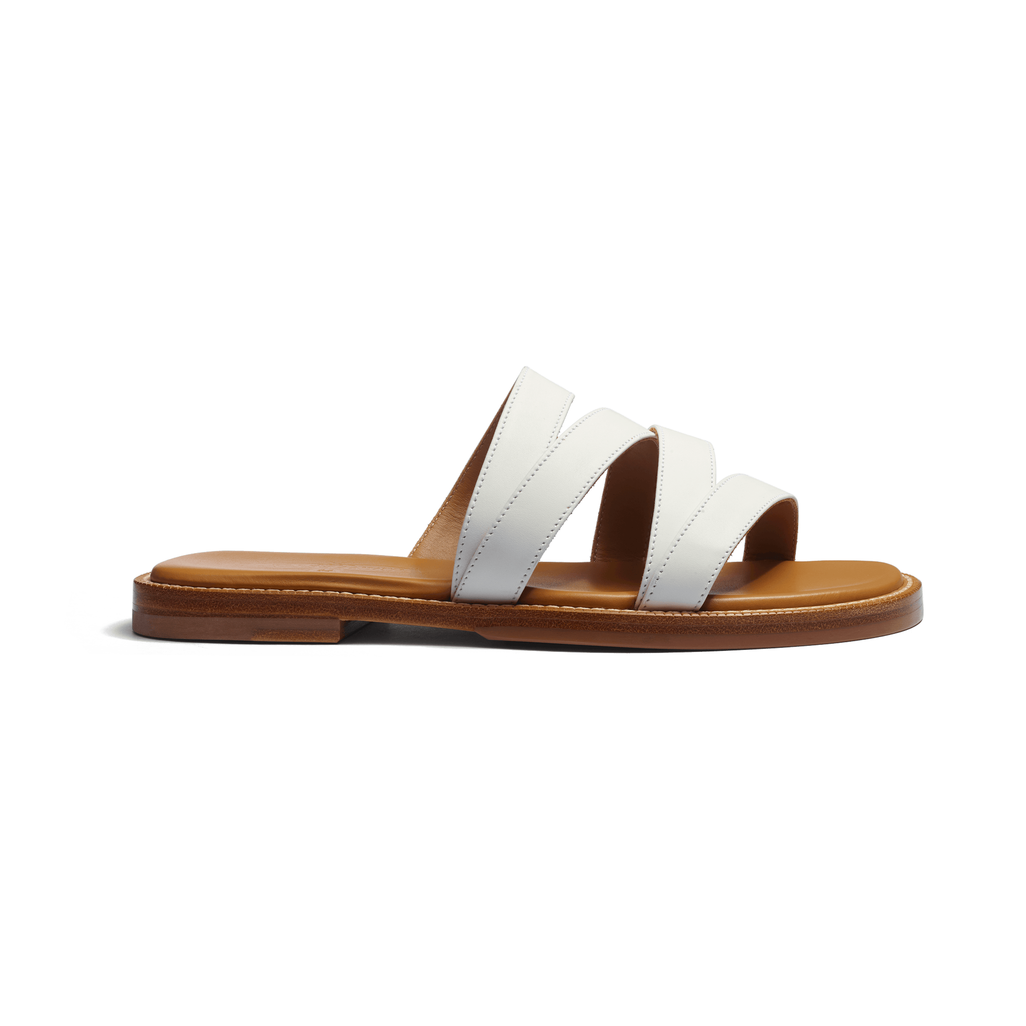 Mule Double V [femme cuir veau lisse blanc]