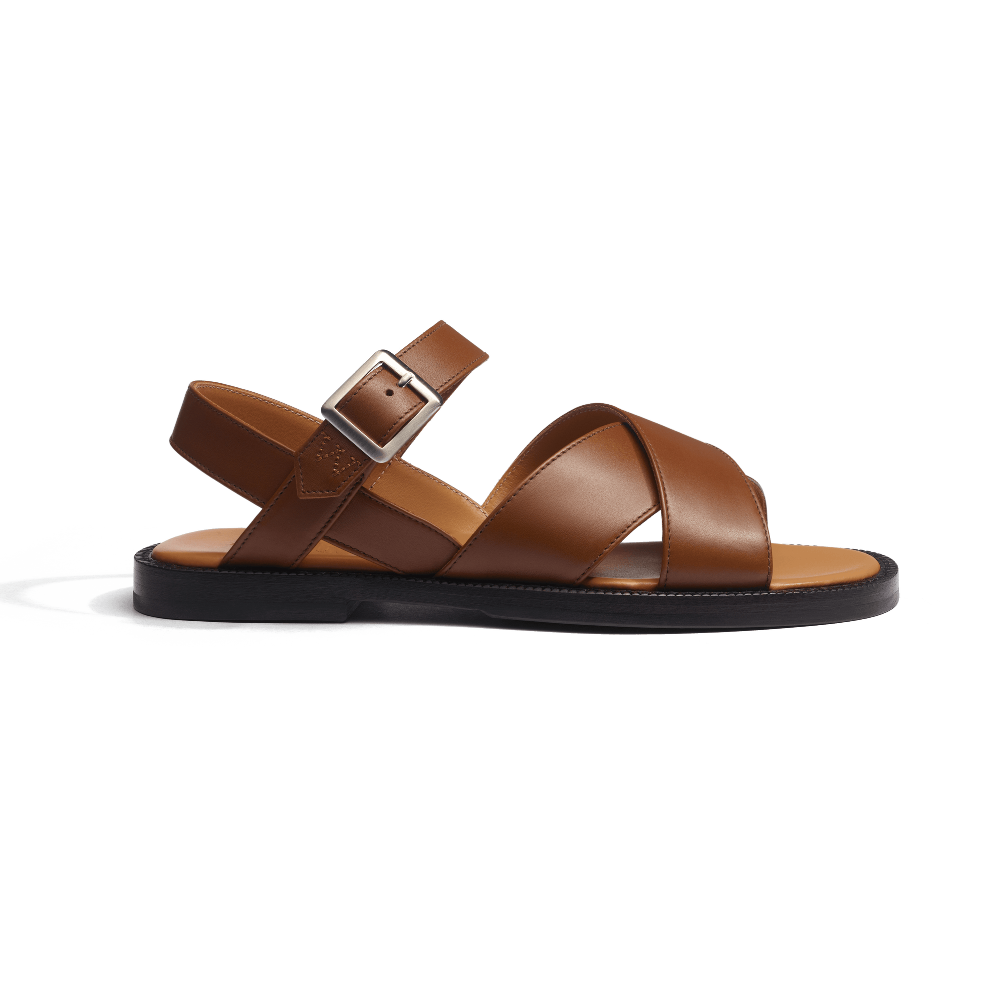 Sandal Double V [Tan soft calfskin]