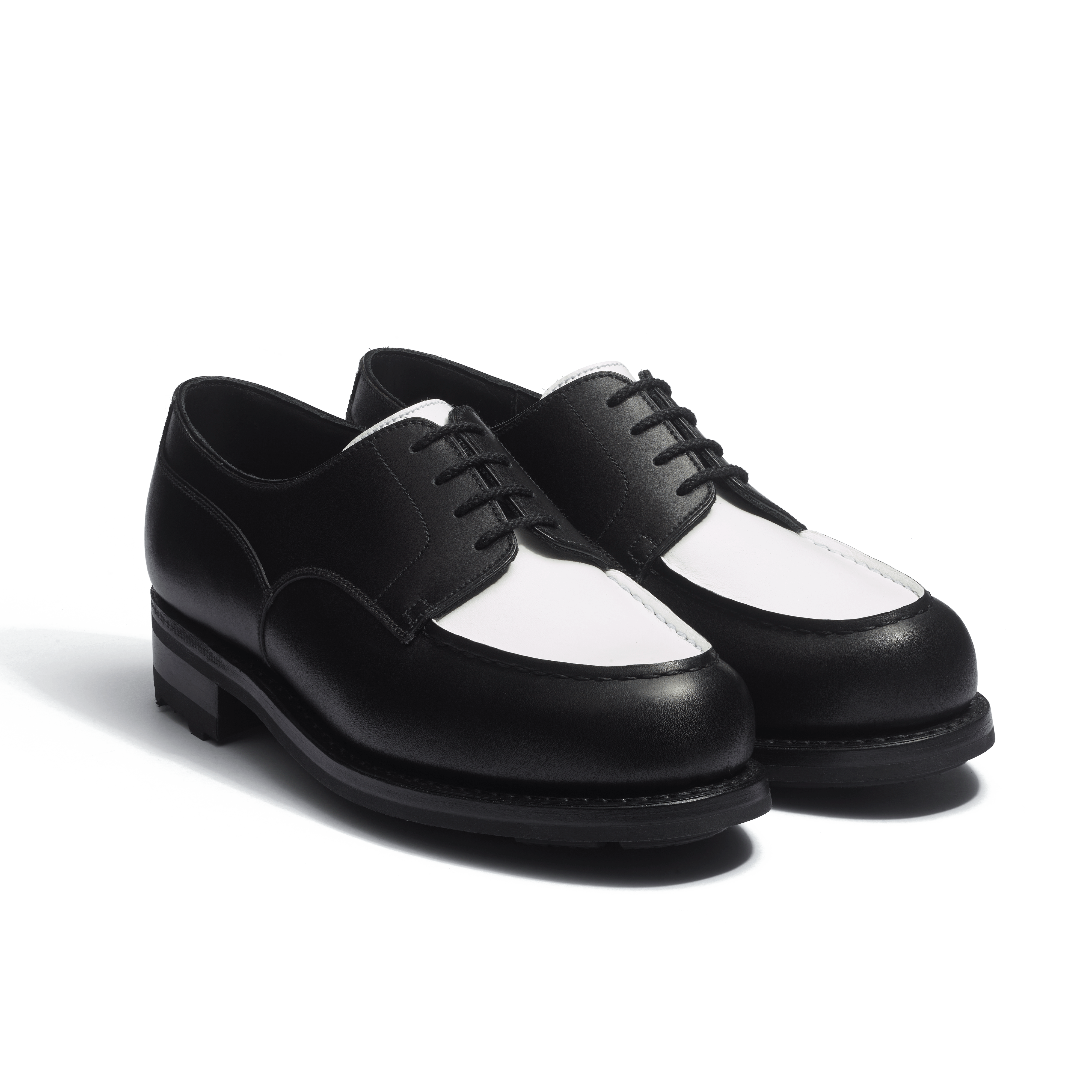 Women's Black boxcalf & white supple calfskin Golf Derby | J.M. Weston Women's Black boxcalf & white supple calfskin Golf Derby | J.M. Weston