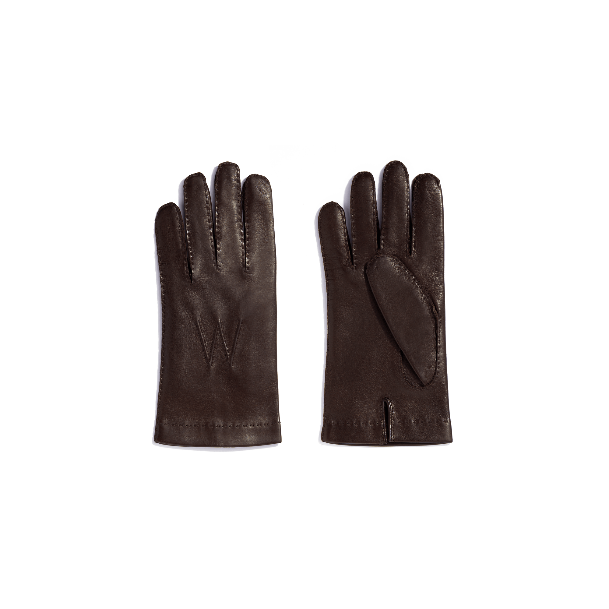 Gants Caractère Homme [Cuir agneau marron mélèze & doublure soie]