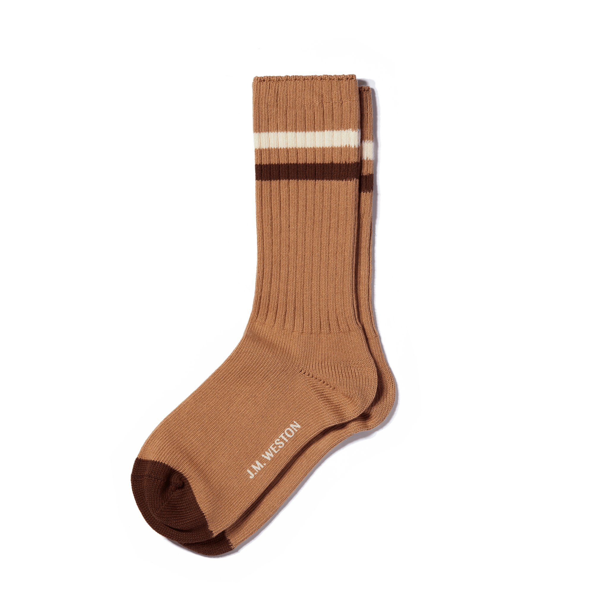 Chaussettes Ivy League [Coton mélangé beige détails écru et marron]