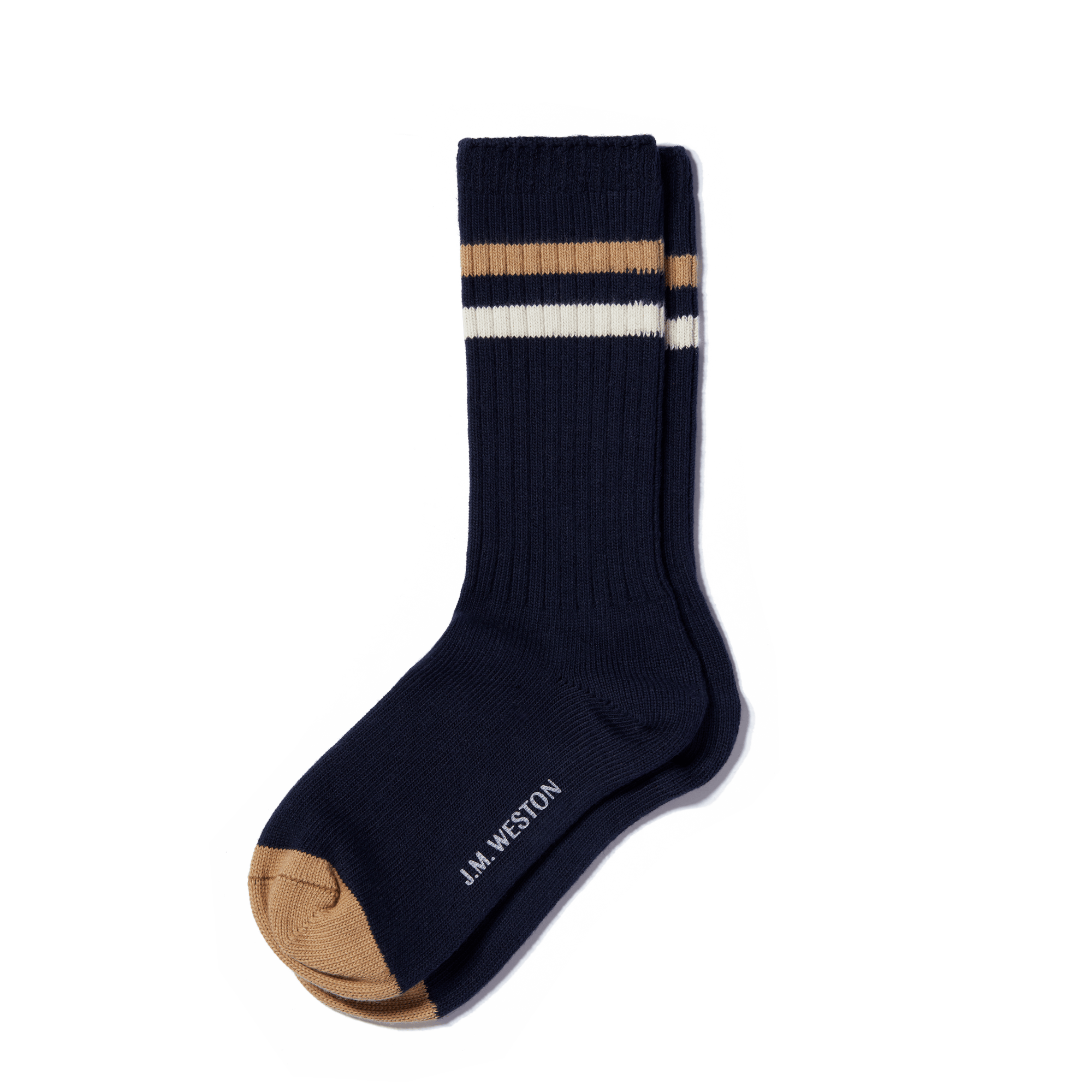 Chaussettes Ivy League [Coton mélangé bleu marine détails écru et beige]