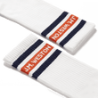 Chaussettes courtes à bandes Roland-Garros [Polyamide blanc avec détails orange terre battue et bleu marine]