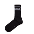 Short sport socks with stripes [Black polyamid, white details]
