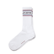 Short sport socks with stripes [White polyamid, navy, burgundy and black details]