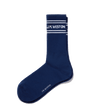 Short sport socks with stripes [Navy polyamid, white details]