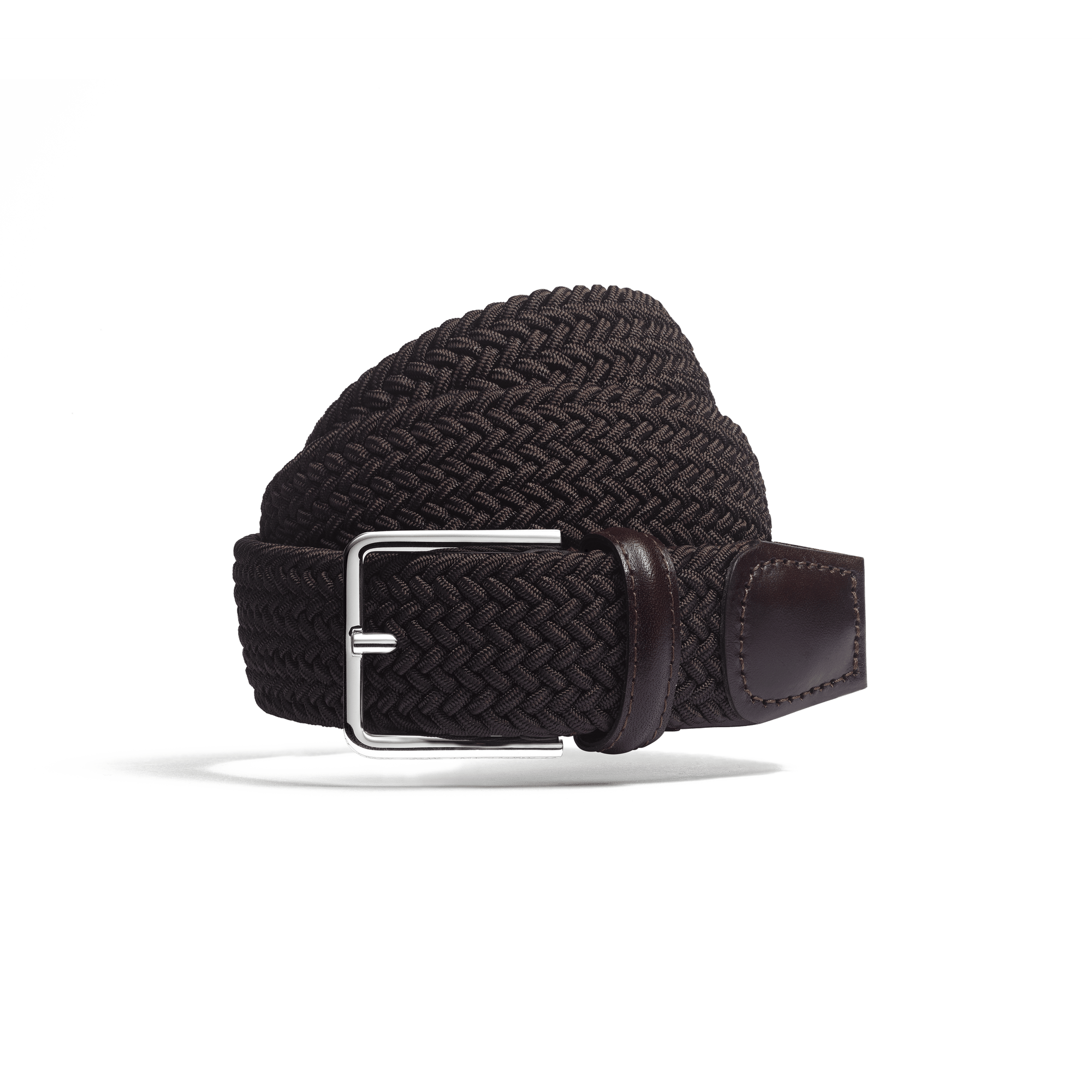 Ceinture Élastique [Tresse marron et cuir veau lisse marron]