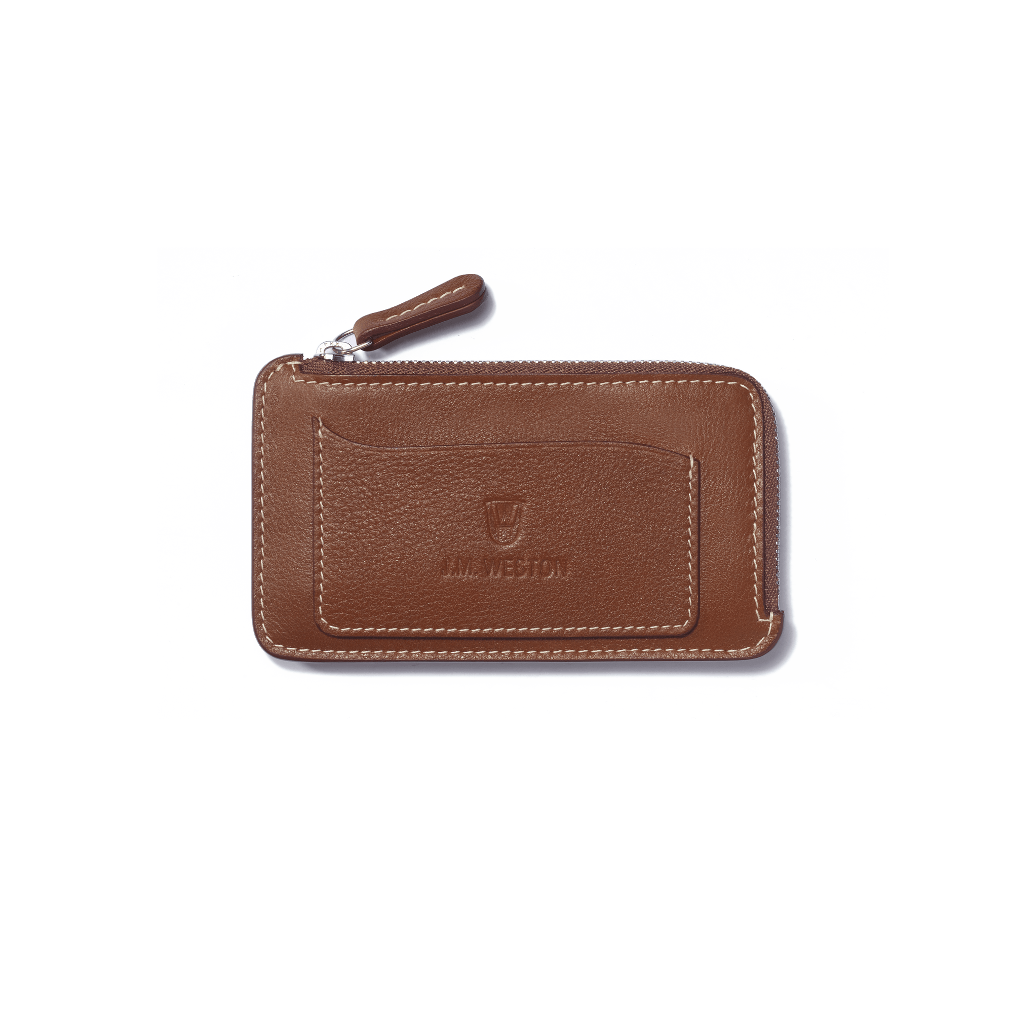 Porte-cartes zippé Double You [Cuir veau foulonné marron bergeronnette]
