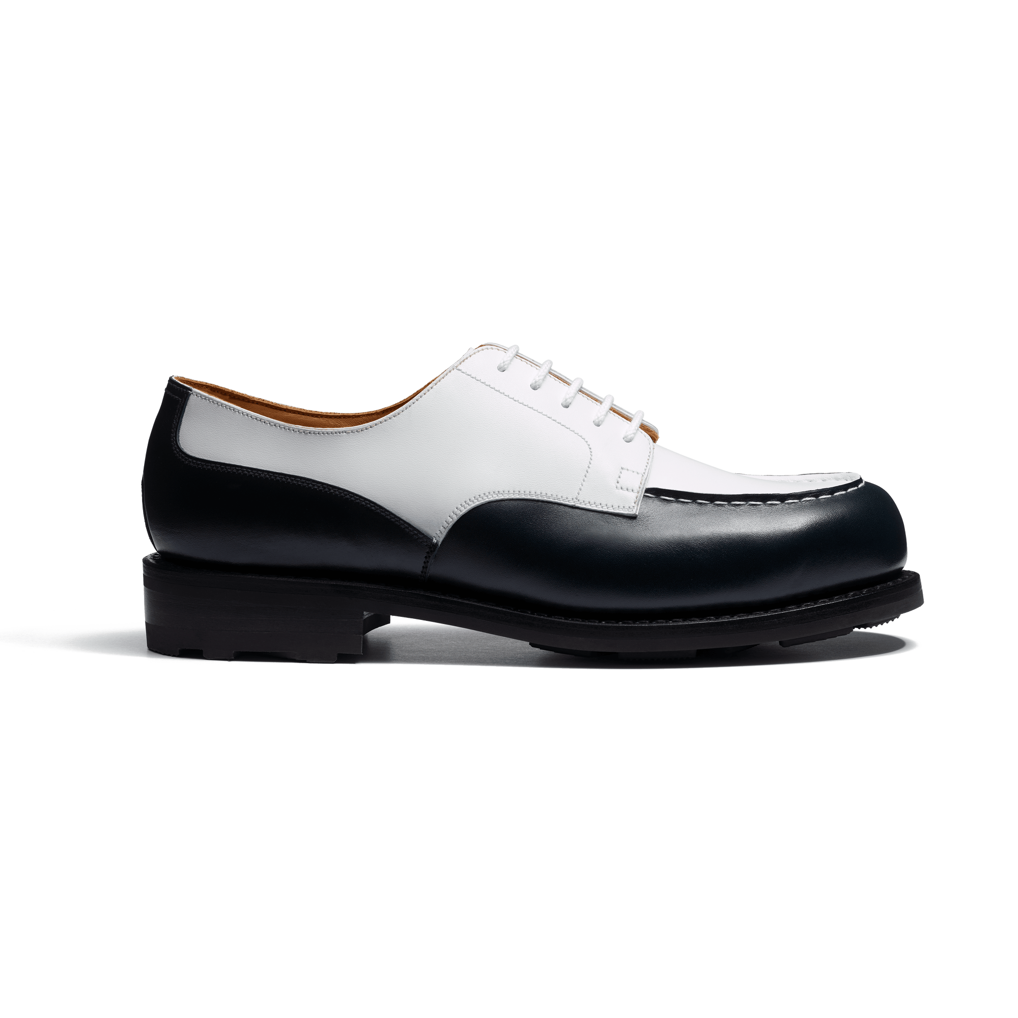 Derby Golf [homme cuir veau box marine & blanc]