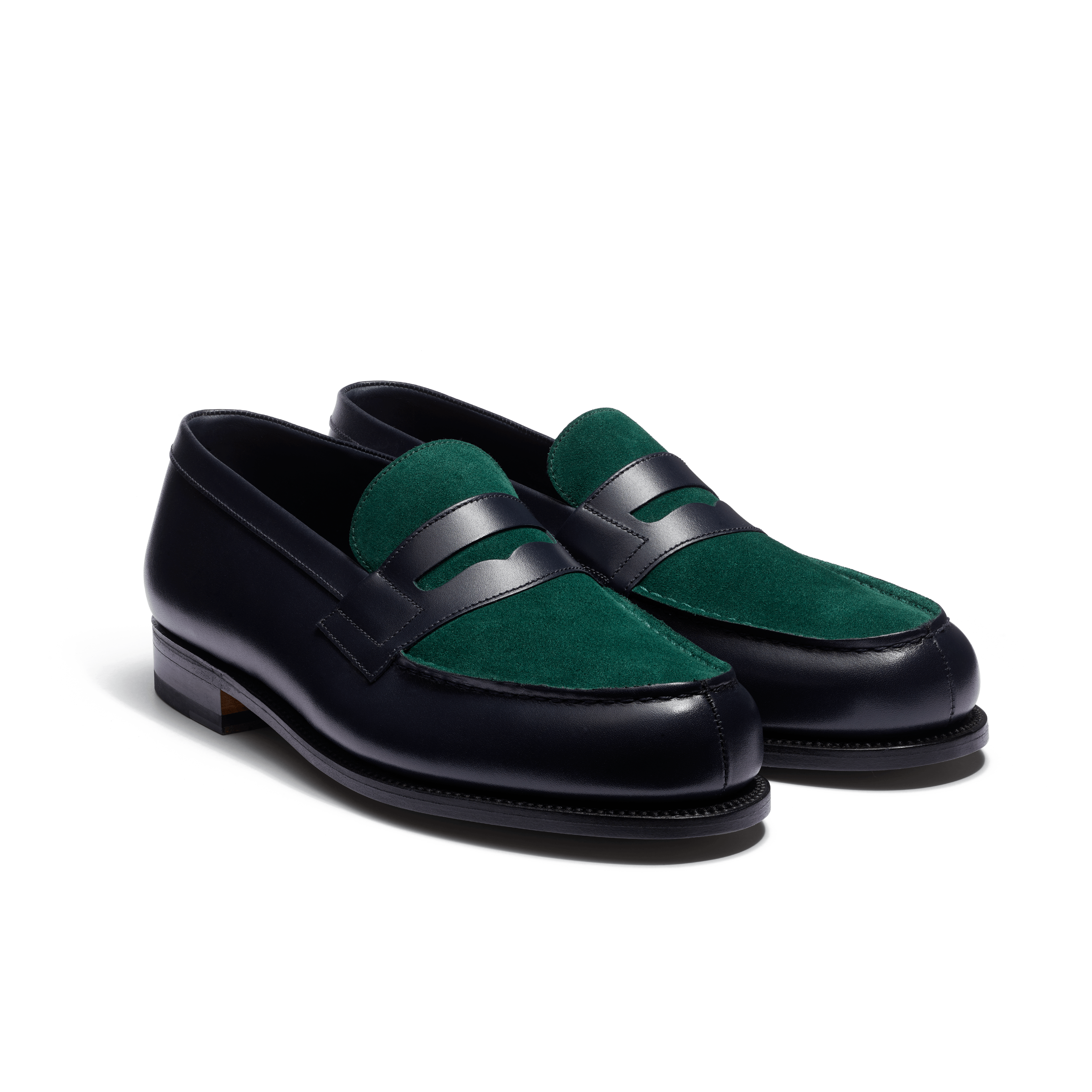 Men's Dark green suede calfskin & initial blue boxcalf 180 Men's Dark green suede calfskin & initial blue boxcalf 180