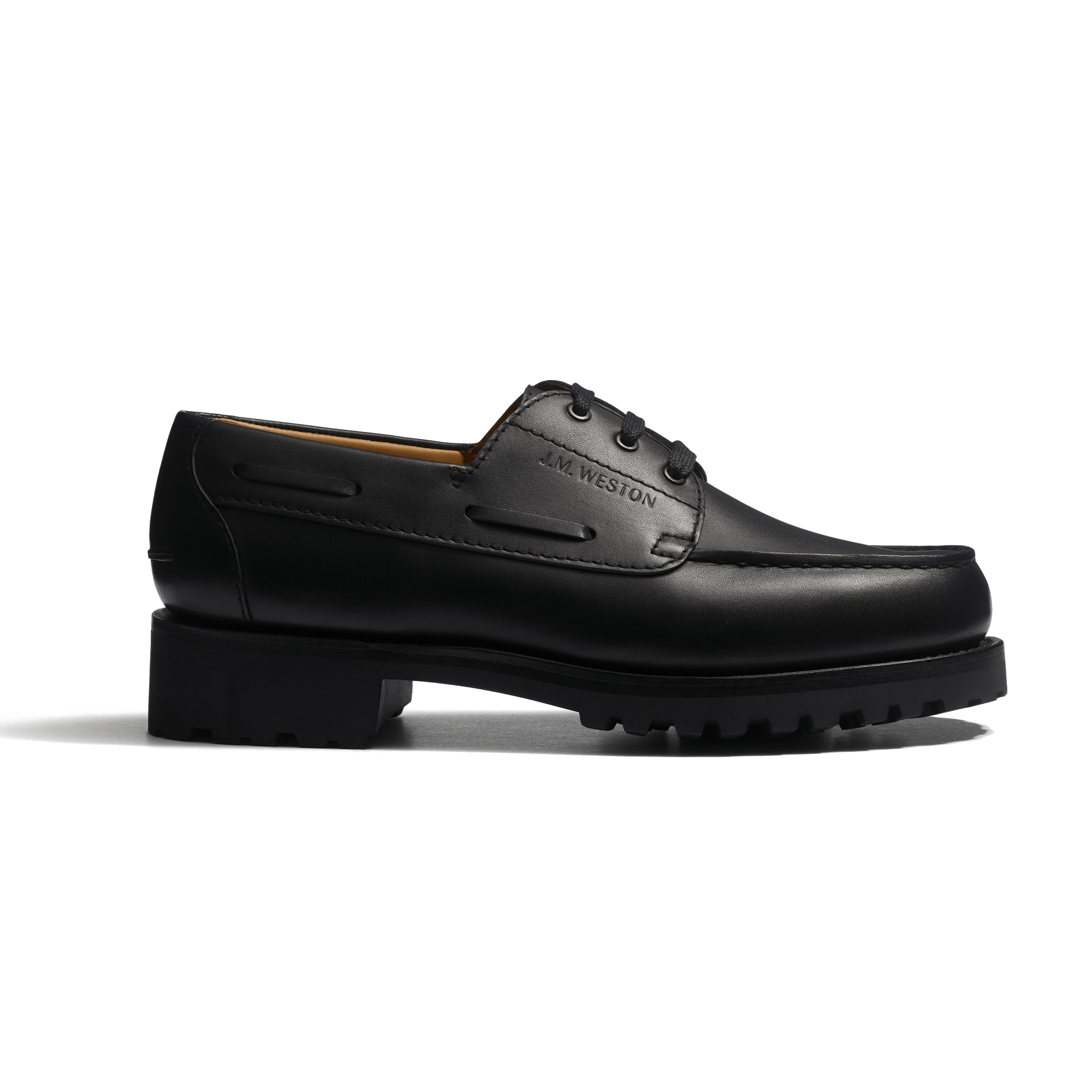 Derby Bateau [femme cuir veau souple noir]