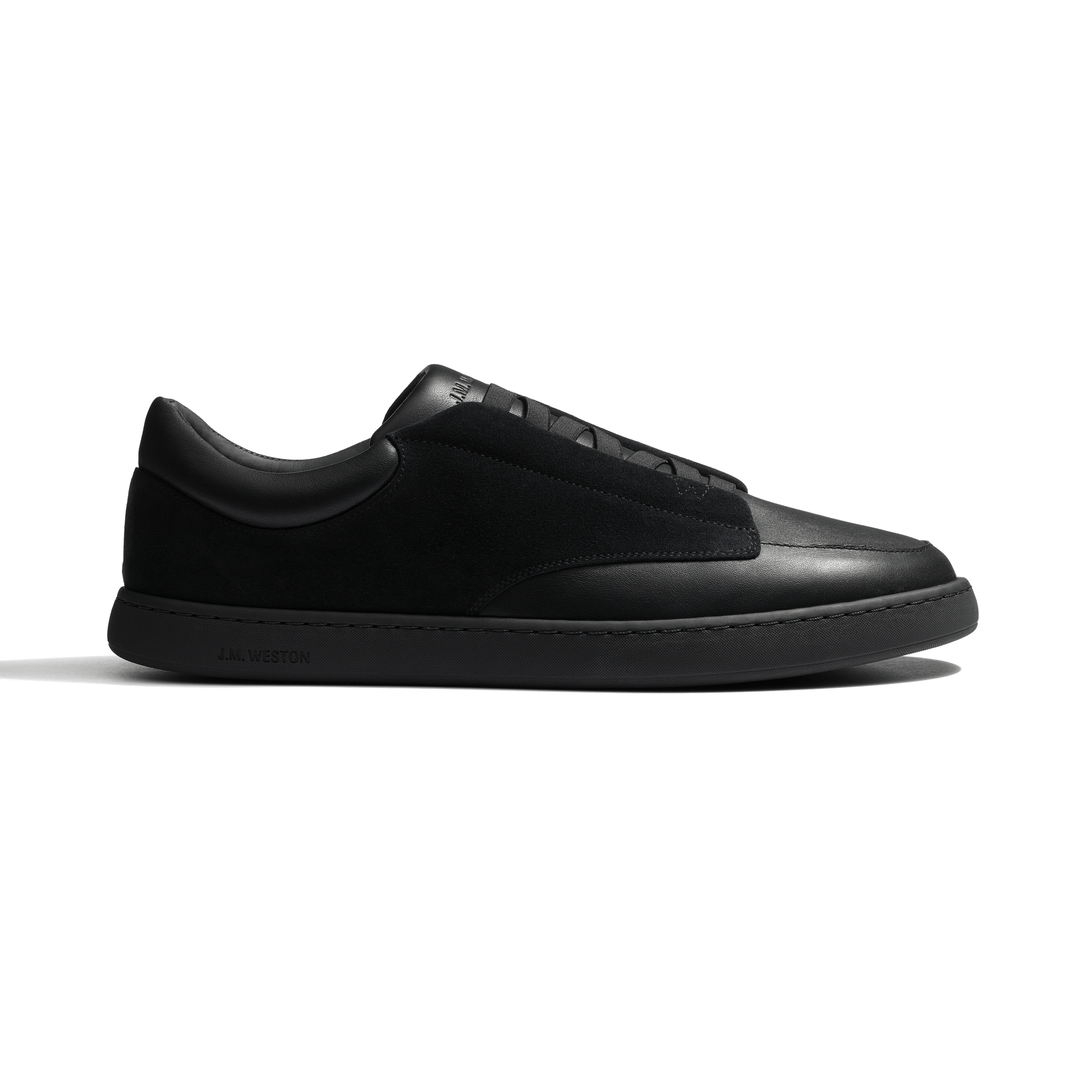 Dress sneaker [basket cuir veau nappa noir & cuir velours noir]