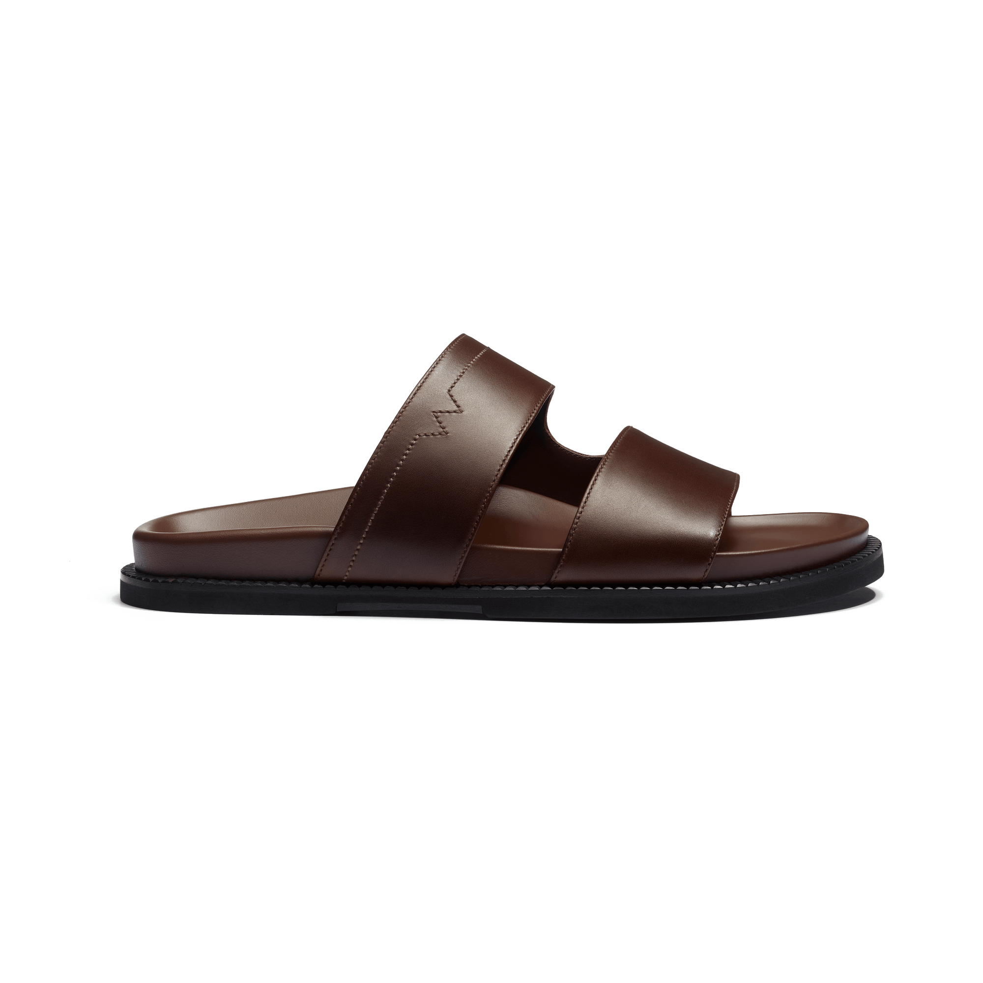 Mule Anatomique Double V [homme cuir veau lisse marron mélèze]