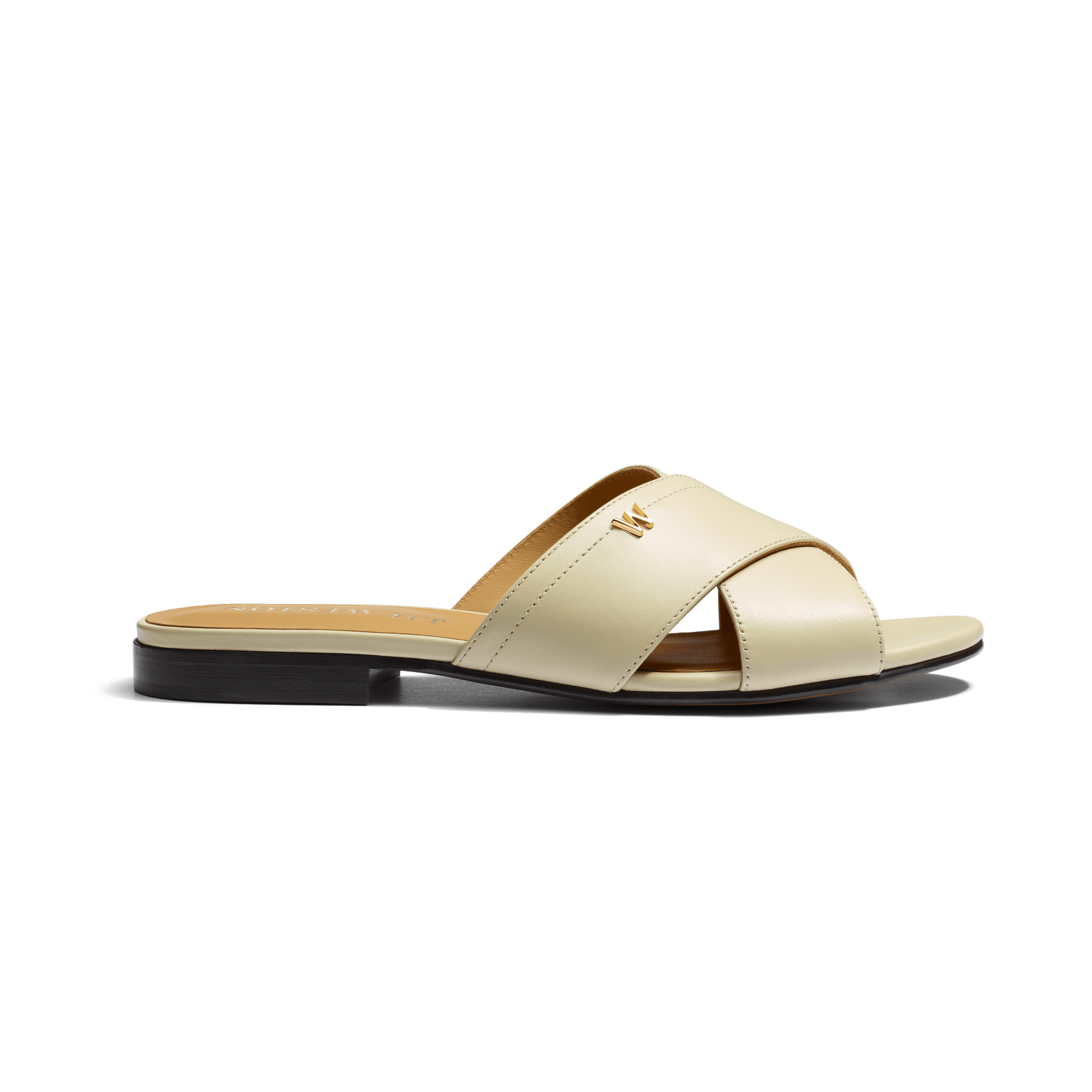 Mule Double V fine [femme cuir veau satiné ivoire]